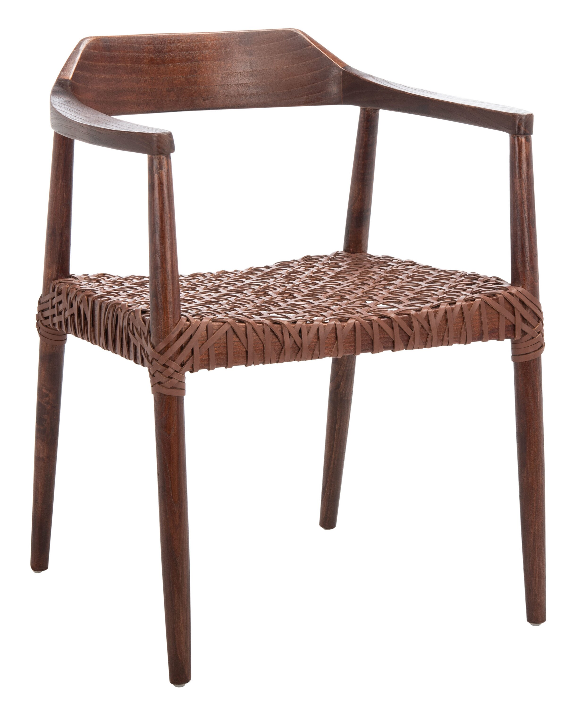 Safavieh ACH1005C Munro Farmhouse Walnut/Cognac Leather Accent Chair