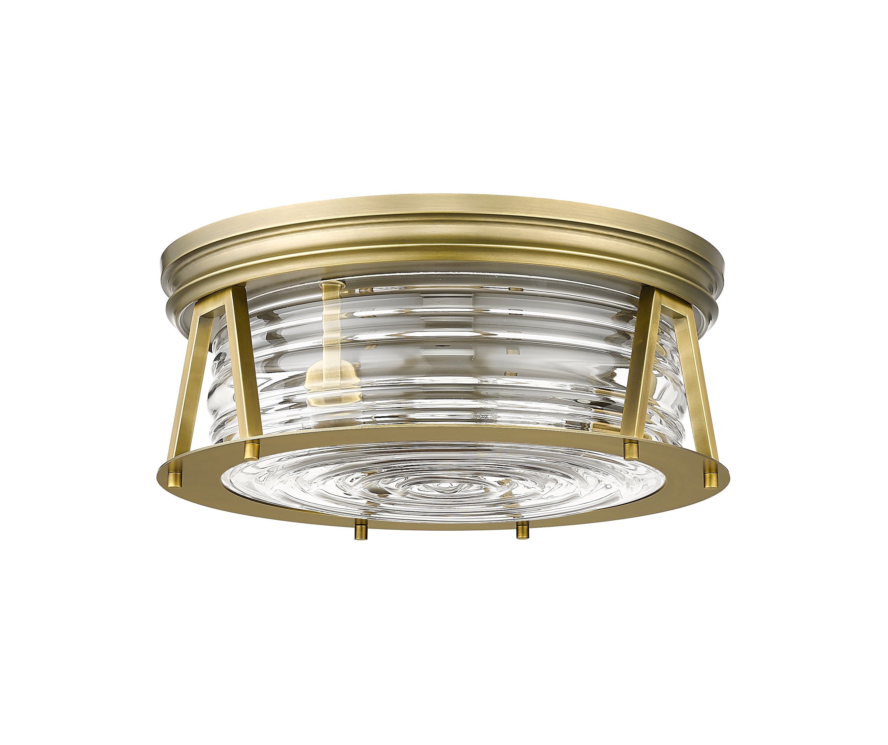 Rubbed Brass and Clear Glass 16" Flush Mount Ceiling Light