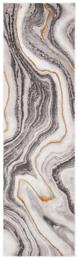 Safavieh CFT819F-222 Craft Moro 2 x 22 (ft) Loomed Polypropylene Gray/Gold Rectangular Indoor Geode Runner rug