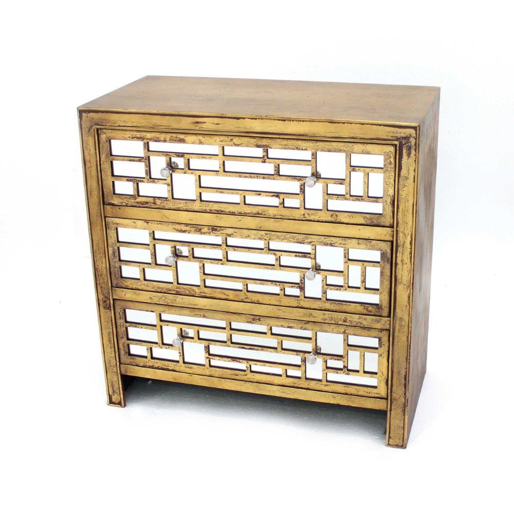 HomeRoots 274393 Mariana Gold Contemporary/Modern Wood Media Cabinet