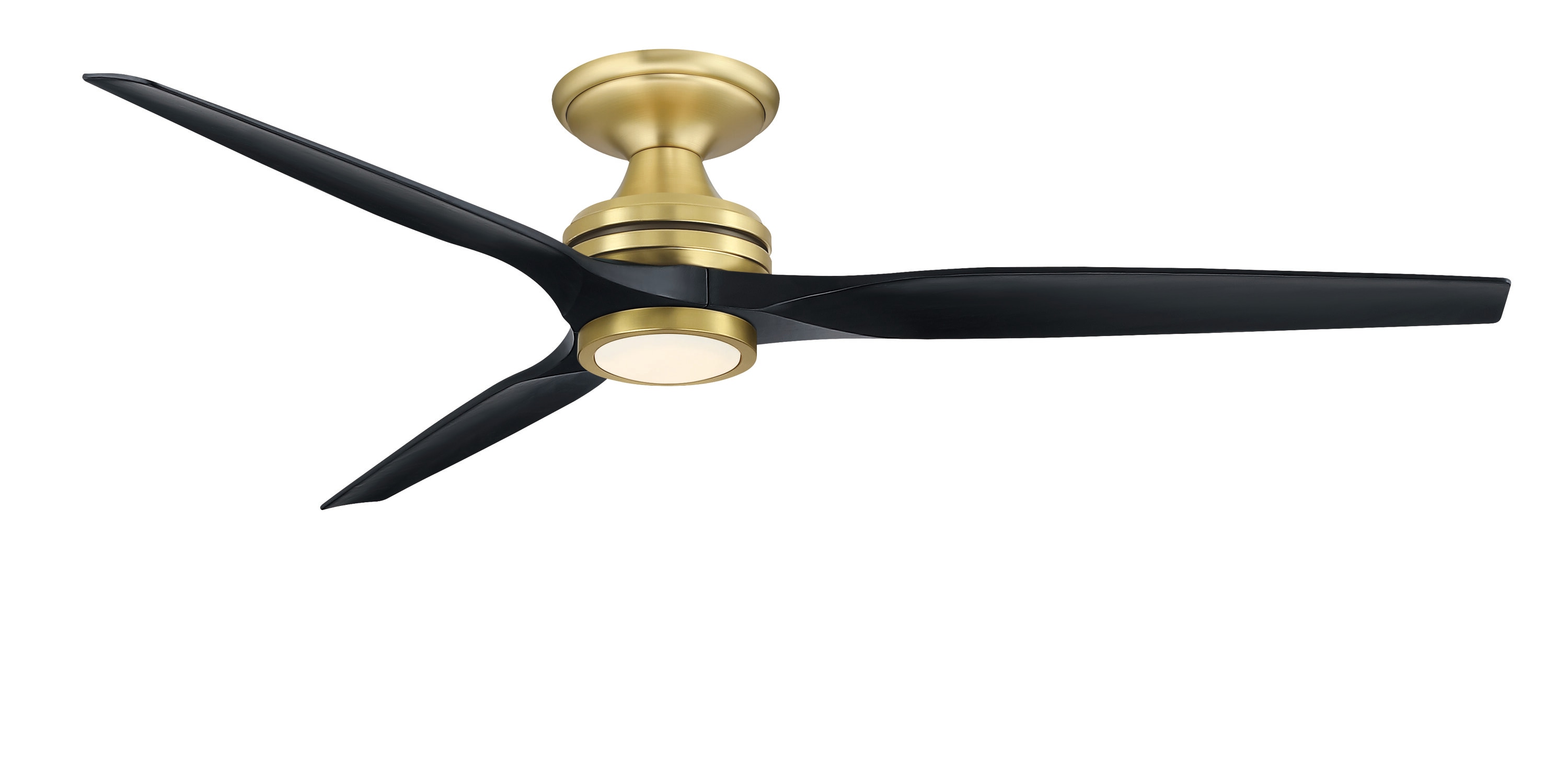 Fanimation FPD6721BBS-64BL-LK-F Spitfire 64-in Color-Changing Integrated LED Outdoor Flush Mount Smart Brushed Satin Brass with Black Blades Propeller Ceiling Fan With Light - Remote Included ( 3 -Blade )