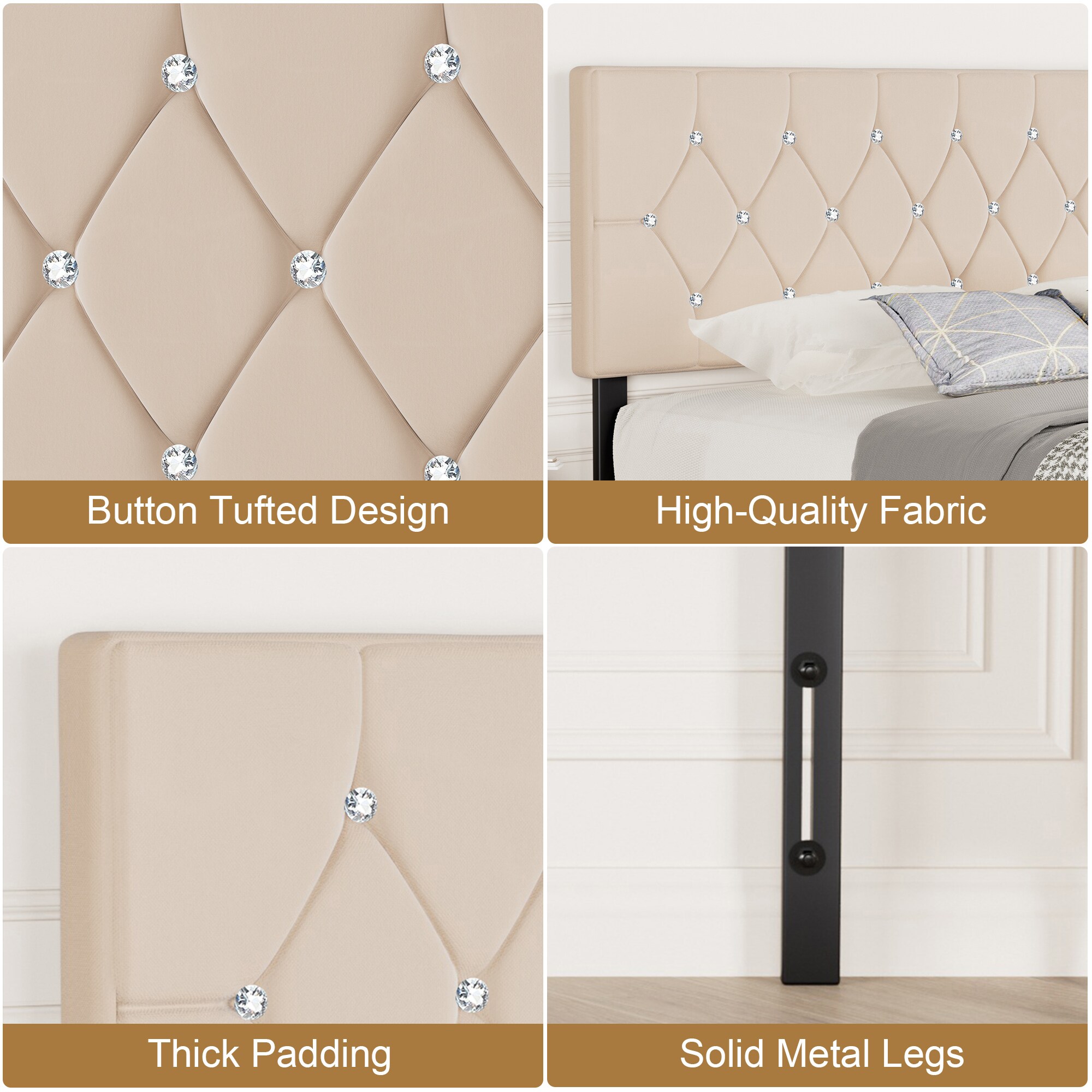 Vecelo LOE-HK02-BGE Upholstered-Headboards - View #5