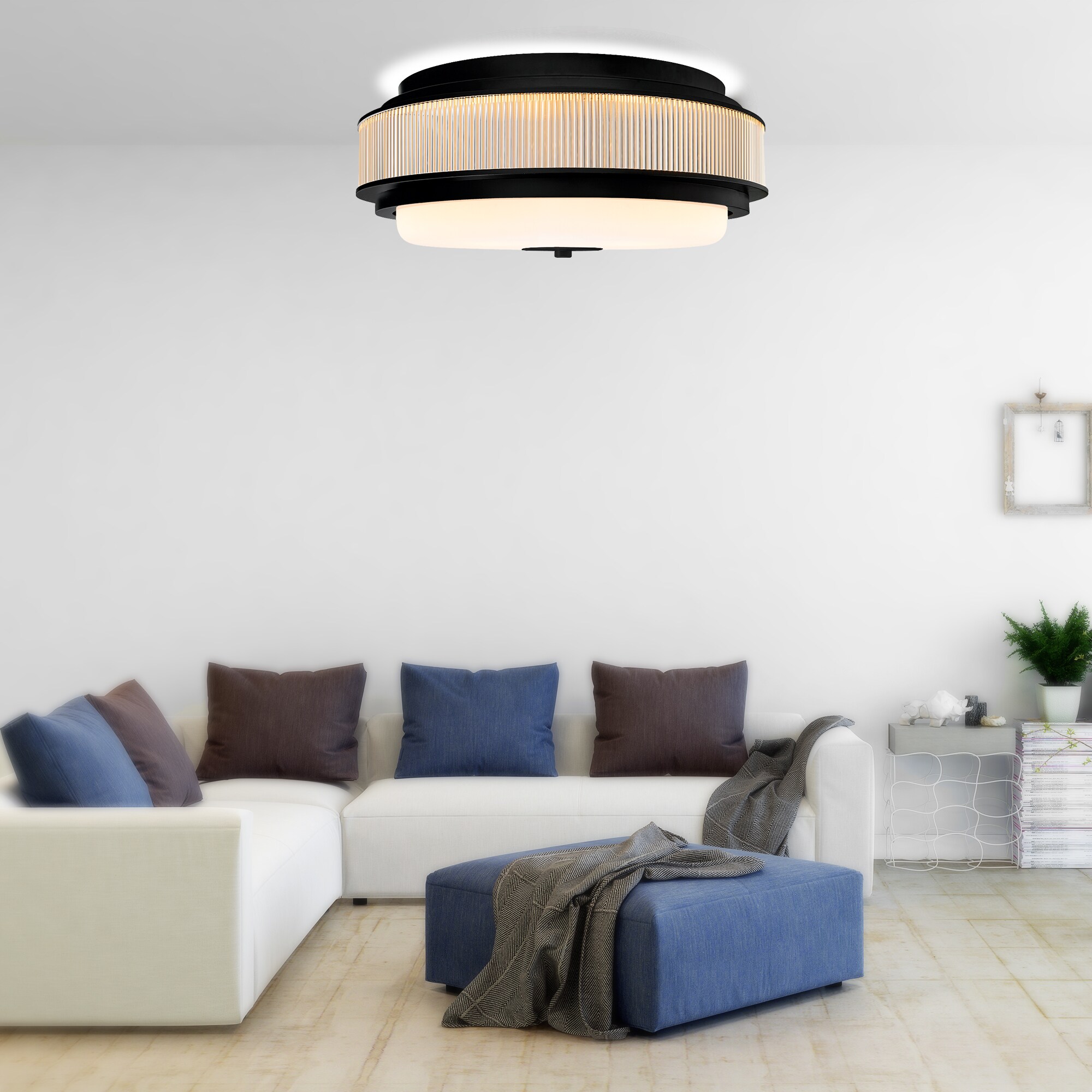 CWI Lighting 1567C22-5-101 Valdivia 5 -Light 22-in Black Flush Mount Light