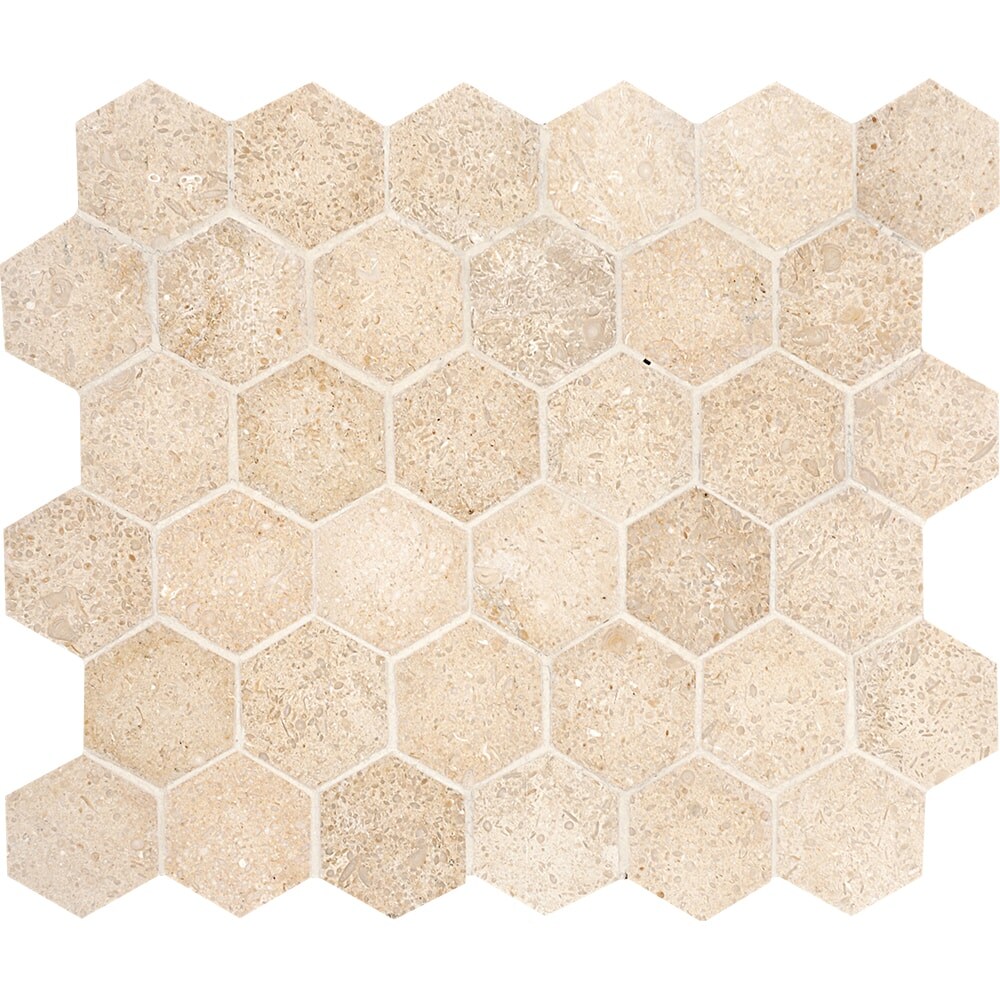 Marble Systems MS00710 Natural Stone Seashell 13-in x 13-in Honed Natural Stone Marble Hexagon Patterned Floor and Wall Tile (25.8-sq. ft/ Carton)