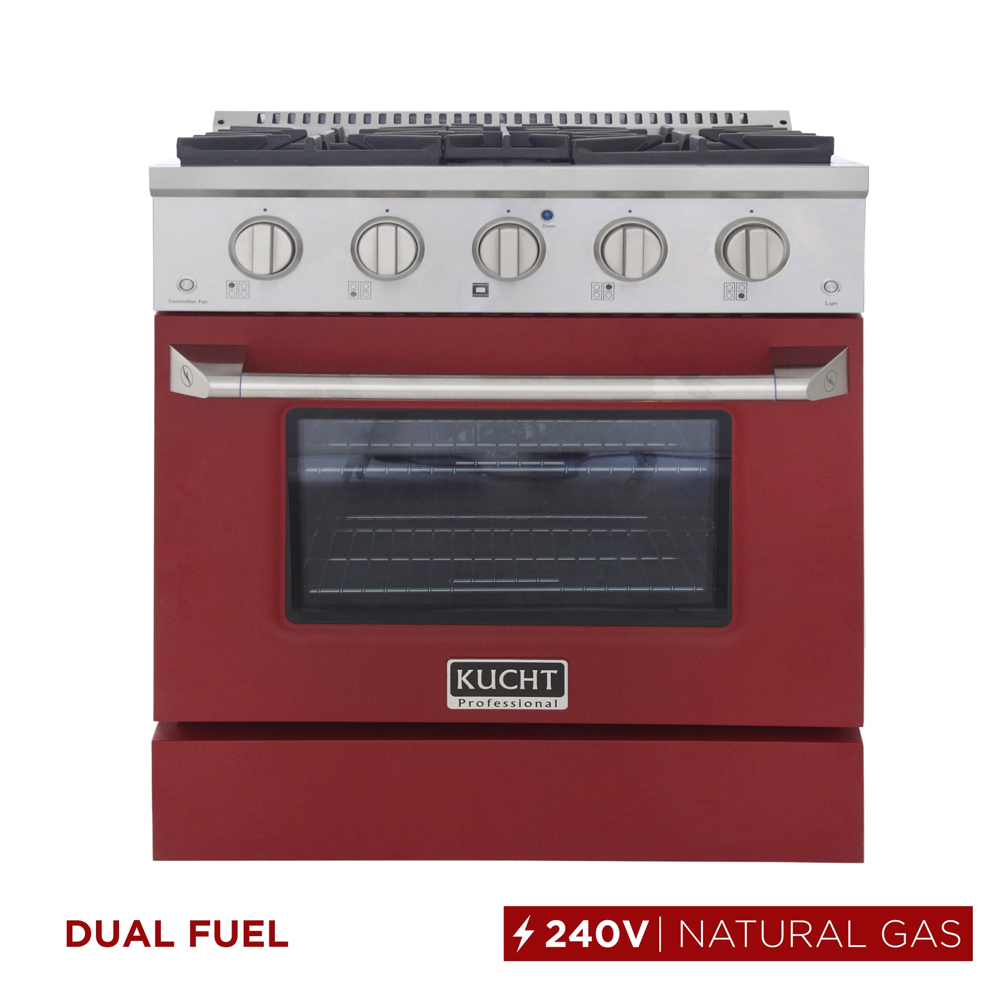 Kucht KDF302-R 30-in Deep recessed 4 burners Convection Oven Freestanding Dual Fuel Range ( Red )