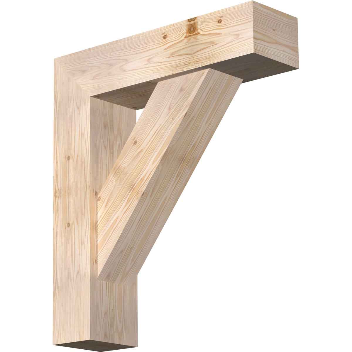 Ekena Millwork 1465083 Traditional Block Smooth Bracket with Offset Brace 7-1/2-in x 28-in x 32-in Douglas fir Brown Wood Standard bracket