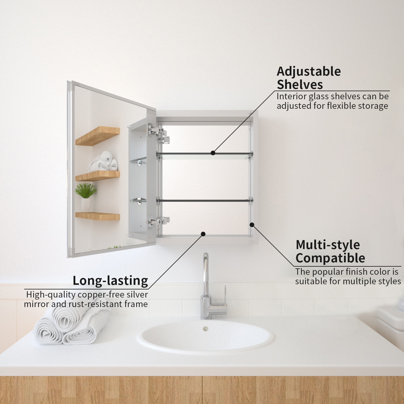 TaiMei MMC1620-SA Bathroom-Medicine-Cabinets - View #2