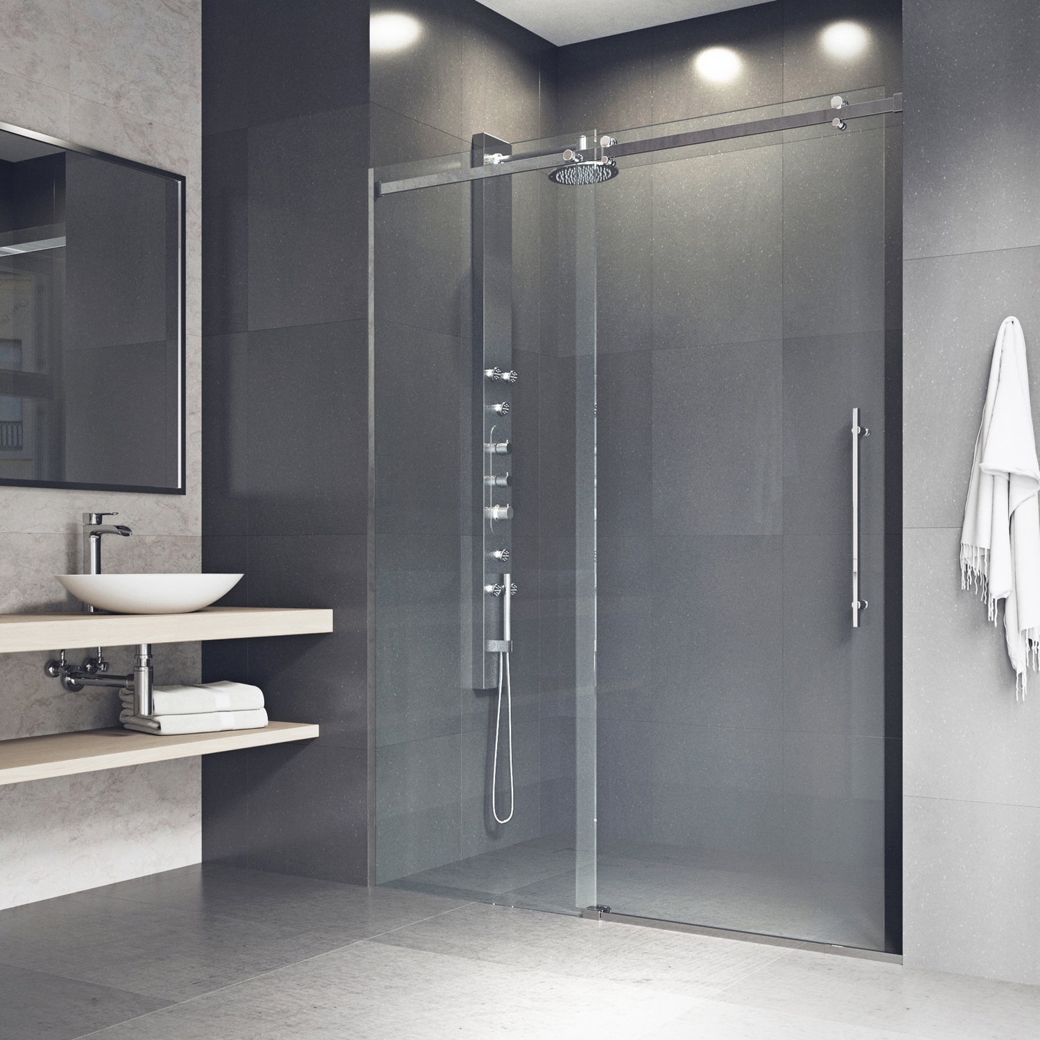Luca 56-60" Frameless Sliding Shower Door with Clear Glass