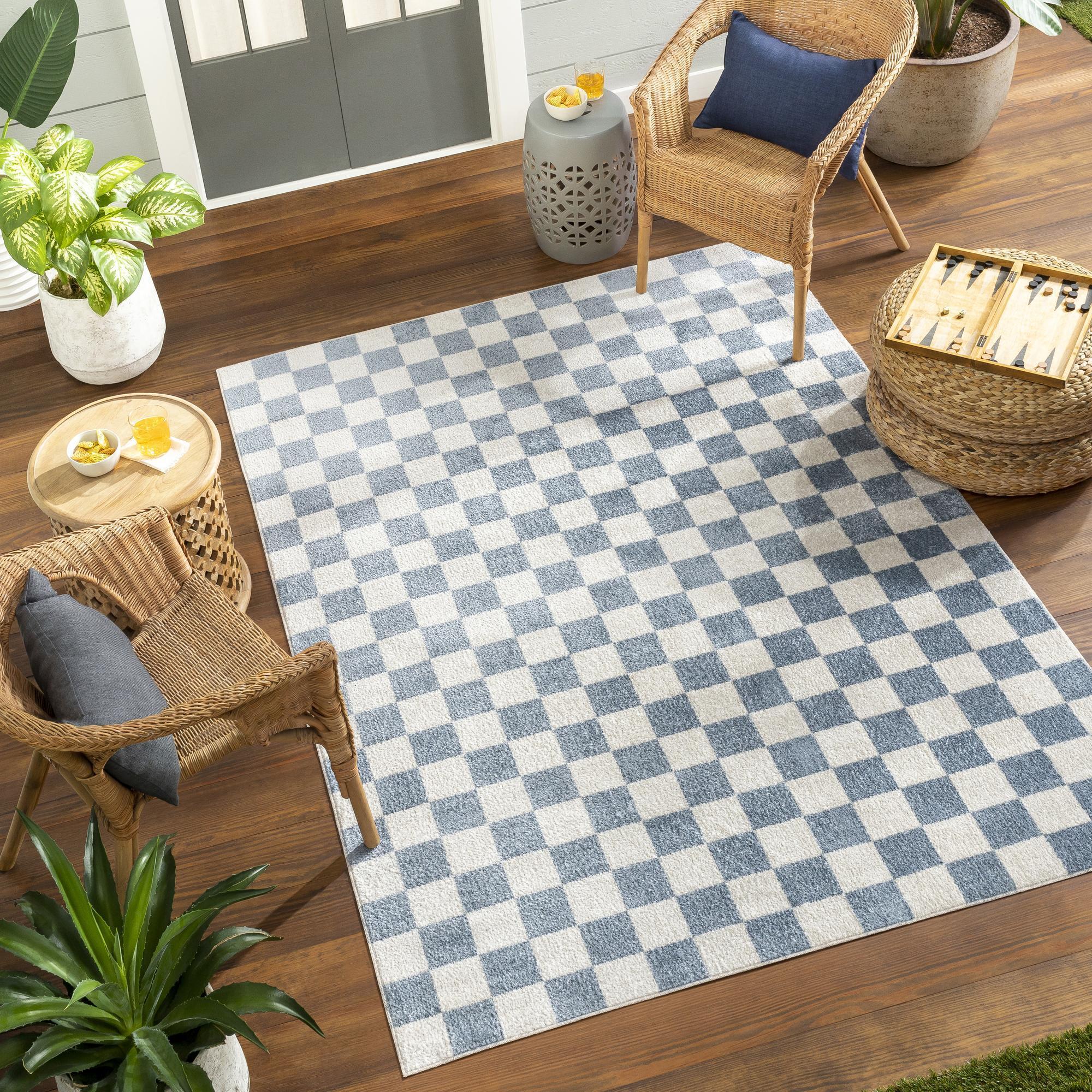 Livabliss LLL2337-710102 Lillian 8 x 10 (ft) Polyester Blue Rectangular Indoor Geometric Mid-Century Modern Machine washable Area rug