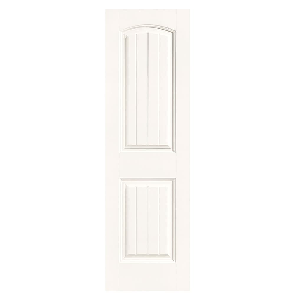 Masonite 1443656 Cheyenne 24-in x 80-in Snowstorm 2-panel round top plank Smooth Solid core Prefinished Molded composite Slab Door
