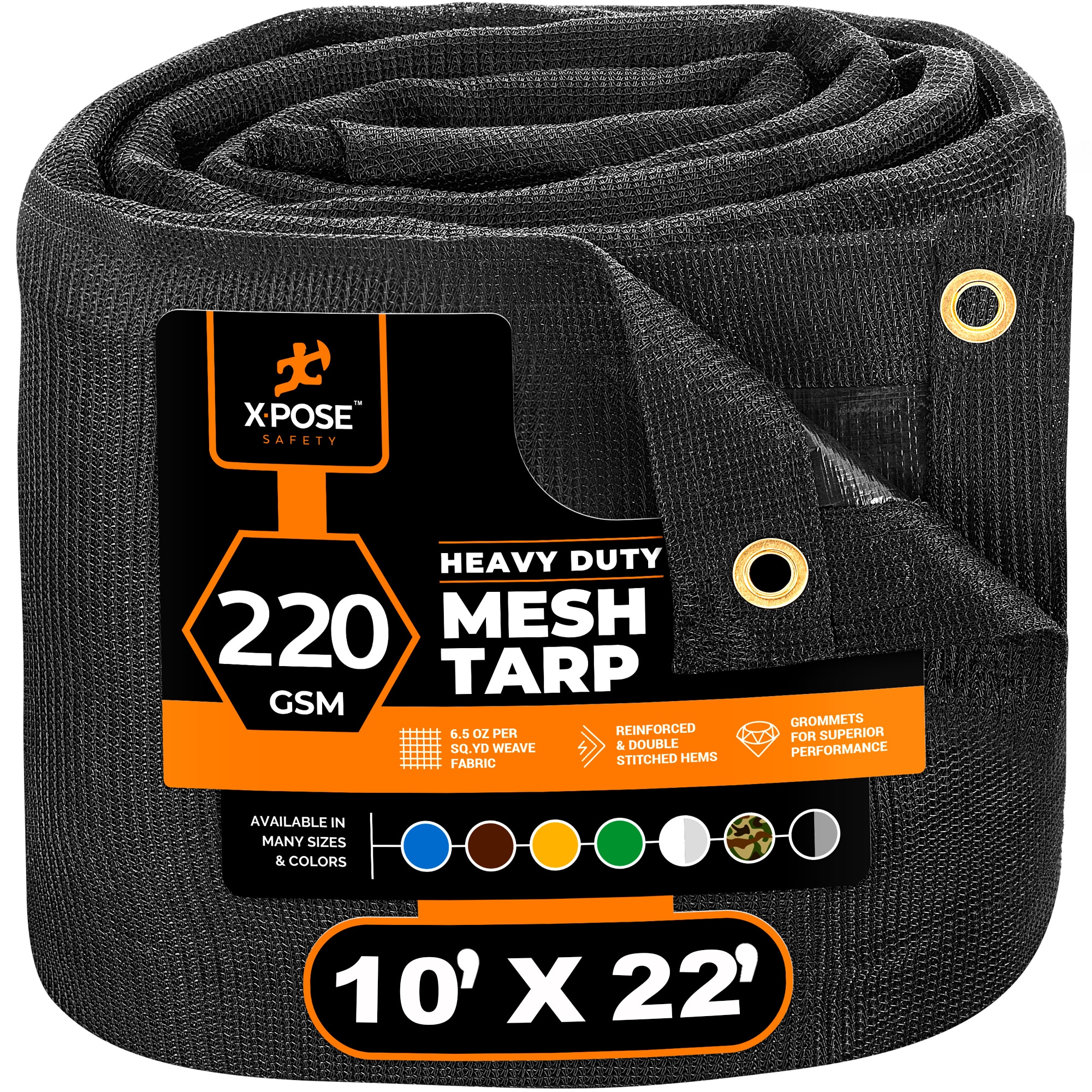 XPOSE SAFETY BMT-1022-X 10-ft x 22-ft Black Commercial Polyethylene mesh 14-mil Tarp