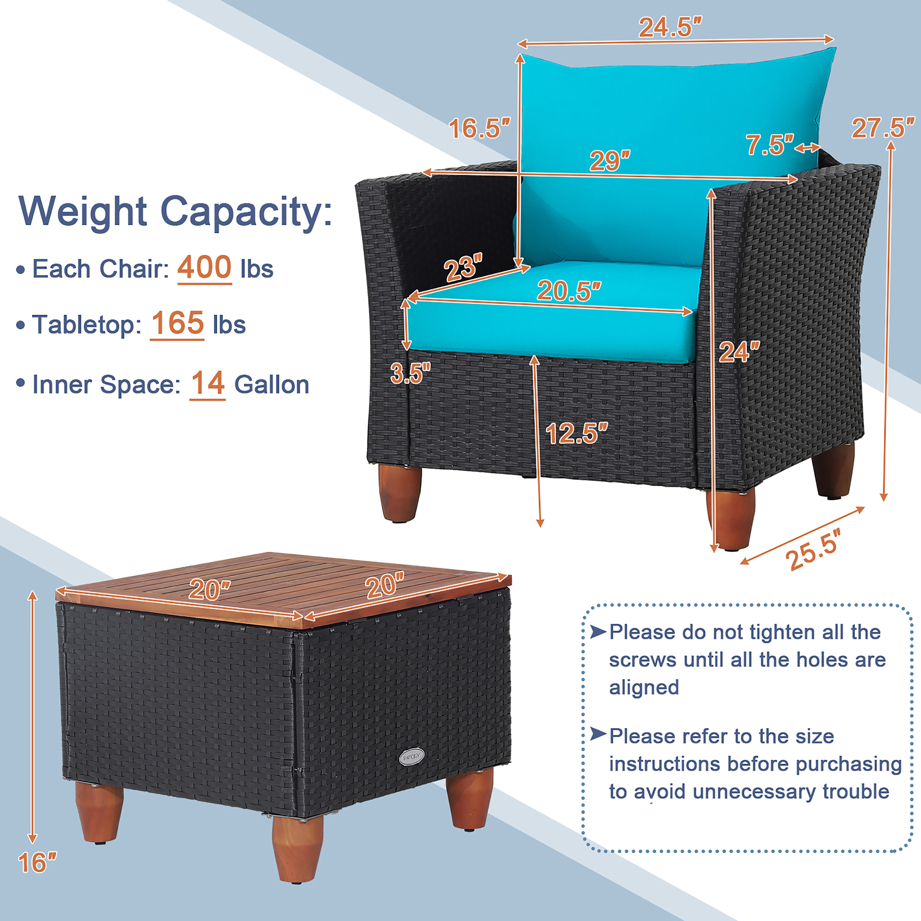 Costway HW70614TU Patio-Conversation-Sets - View #6