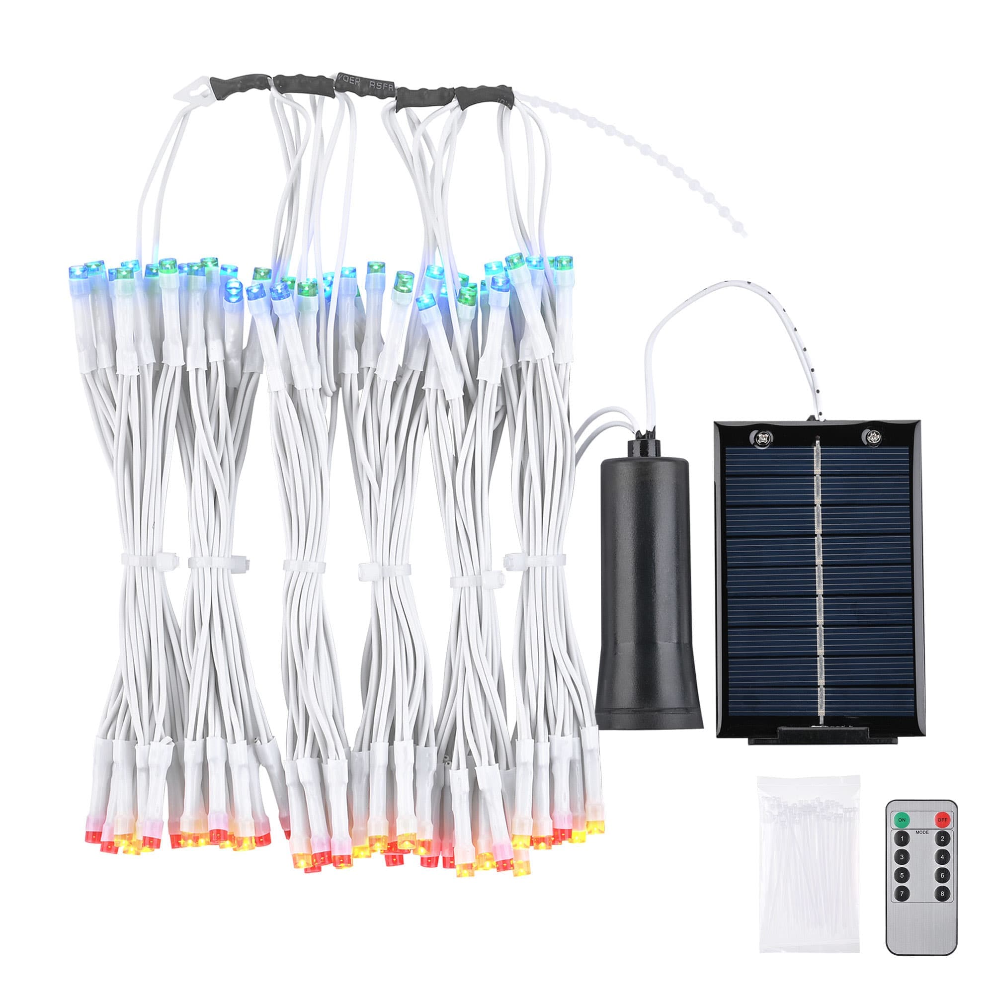 Yescom 07USL011-9FS-RGBY-LO Patio Umbrella Solar String Light with Remote Control Timer Fit 6-Rib 7/8/9 Ft Outdoor 96 RGB LED 8 Mode Camping Tents