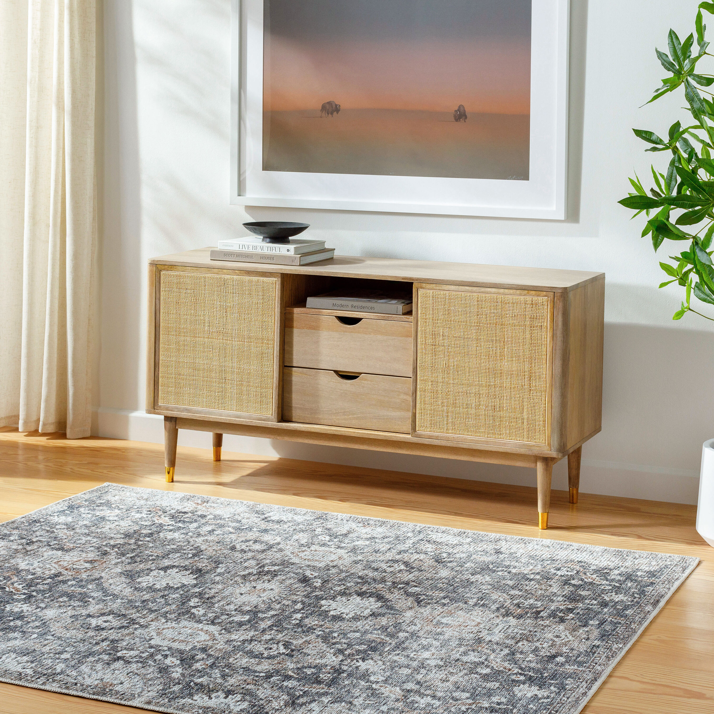 Livabliss VVLO2305-710102 Vivir Lorelai 8 x 10 (ft) Polyester Medium Gray Rectangular Indoor Medallion Oriental Machine washable Area rug