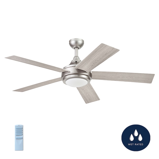 Harbor Breeze Seaholme 52 In Brushed Nickel Indoor Outdoor Ceiling Fan With Light And Remote 5 Blade The Fans Department At Lowes Com