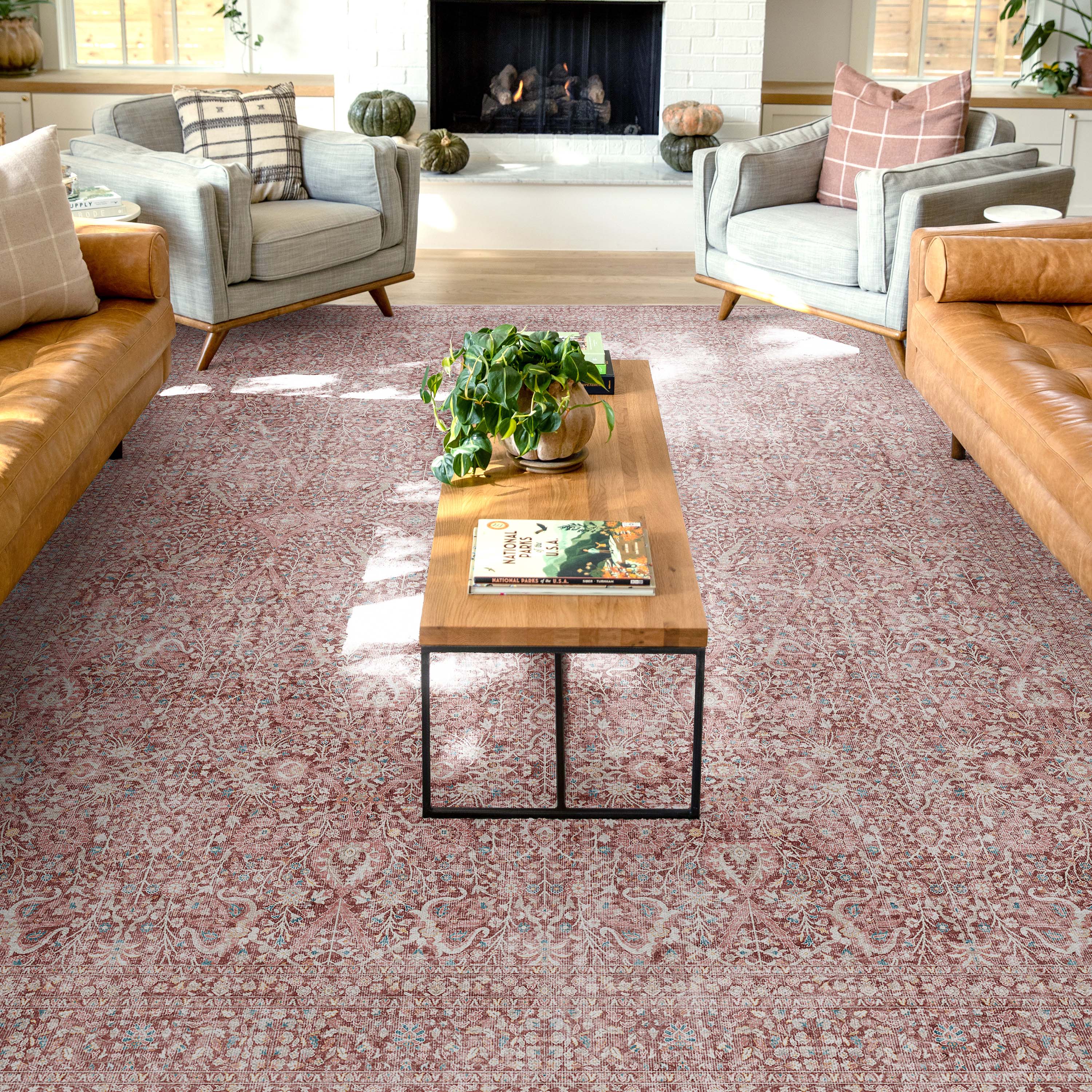Well Woven W-AS-08E-5 Asha 5 x 7 (ft) Flatweave Polyester Red Rectangular Indoor Floral/Botanical Vintage Area rug