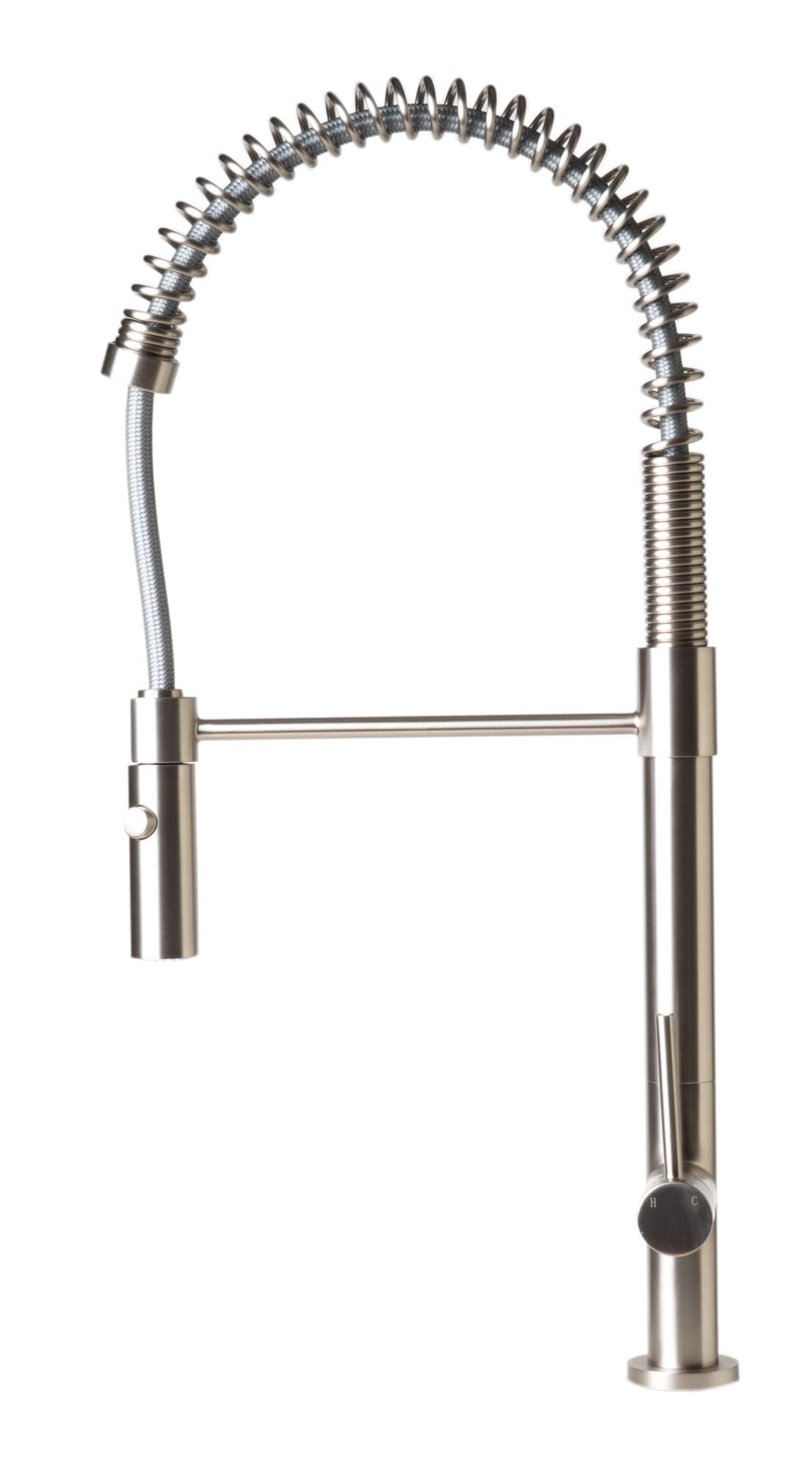 Brushed Nickel Commercial Spring Kitchen Faucet with Pull-out Spray