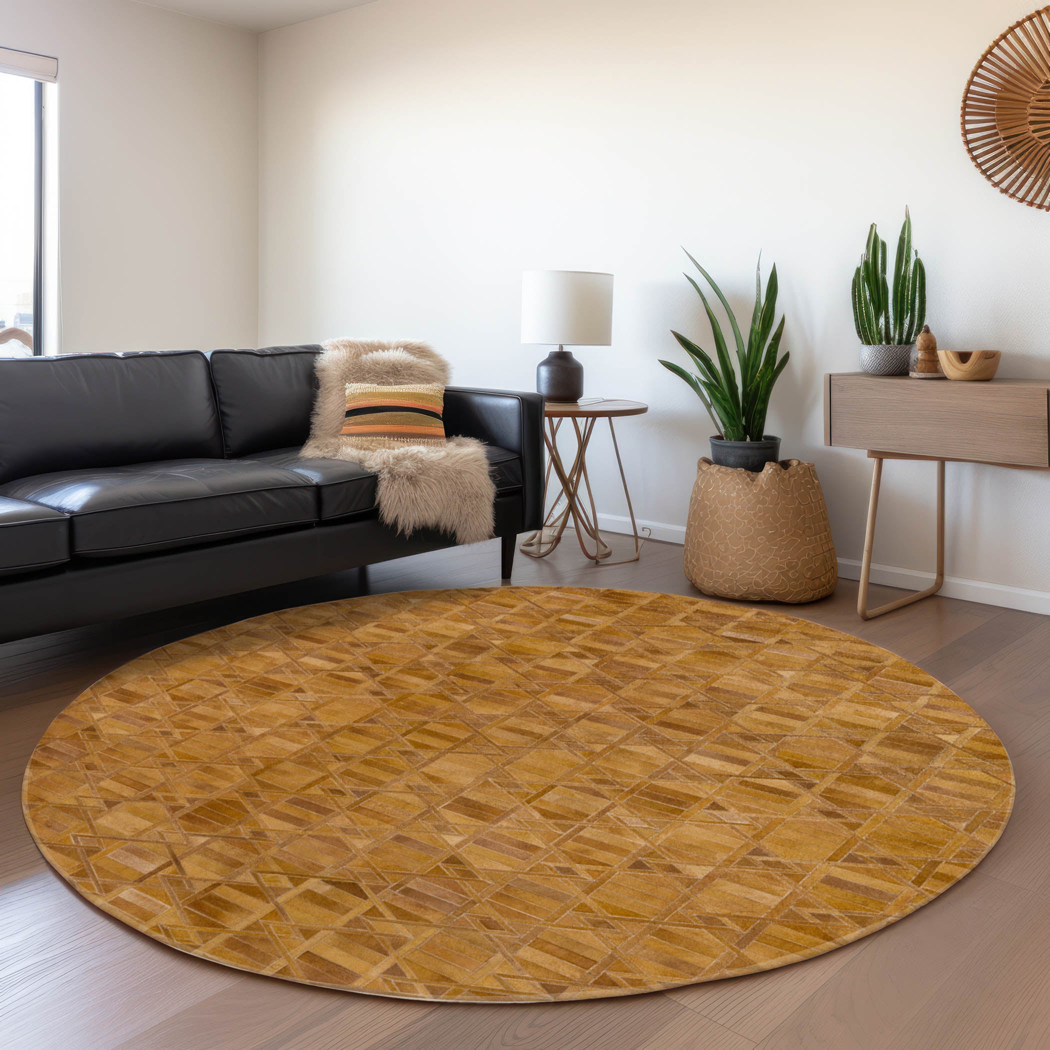 Addison Rugs AMF99BR8RO Mayfield AMF99BR 8 x 8 (ft) Loomed Polyester Brown Round Indoor Abstract Machine washable Area rug