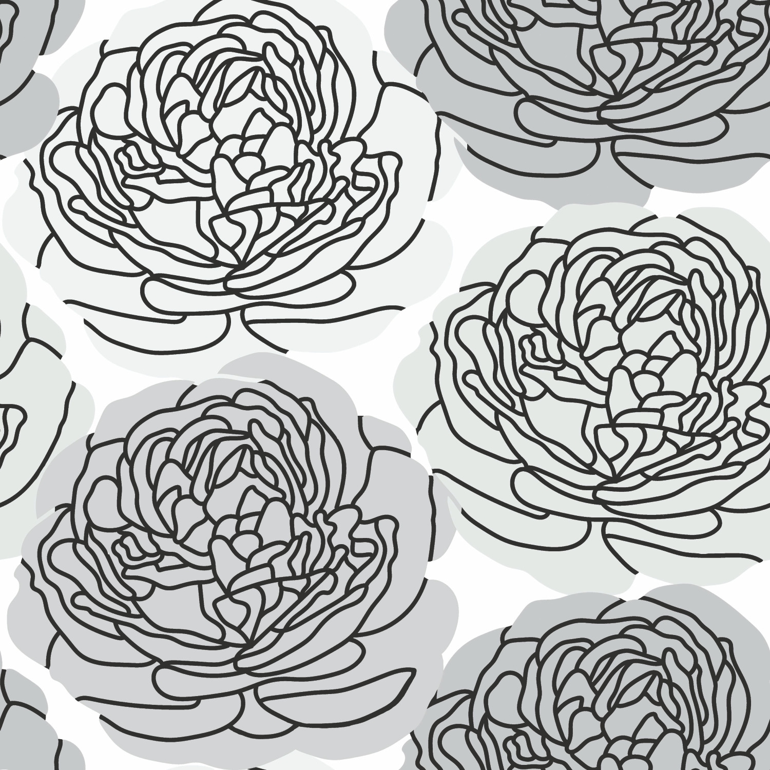 RoomMates RMK11959RL 28.29-Sq. Feet Gray Vinyl Floral Self-adhesive Peel and Stick Wallpaper