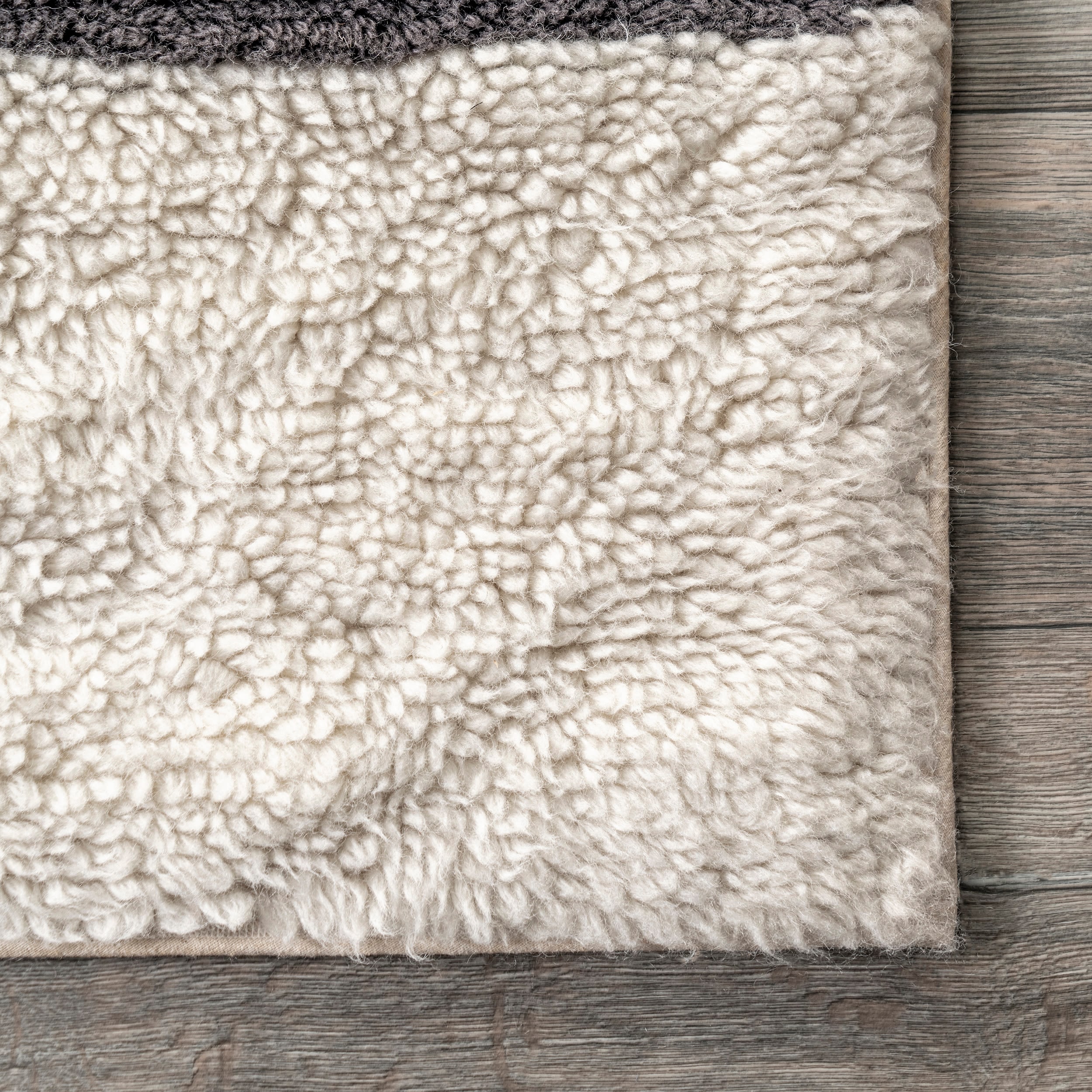 Ivory and Black Striped Wool Washable 4' x 6' Area Rug