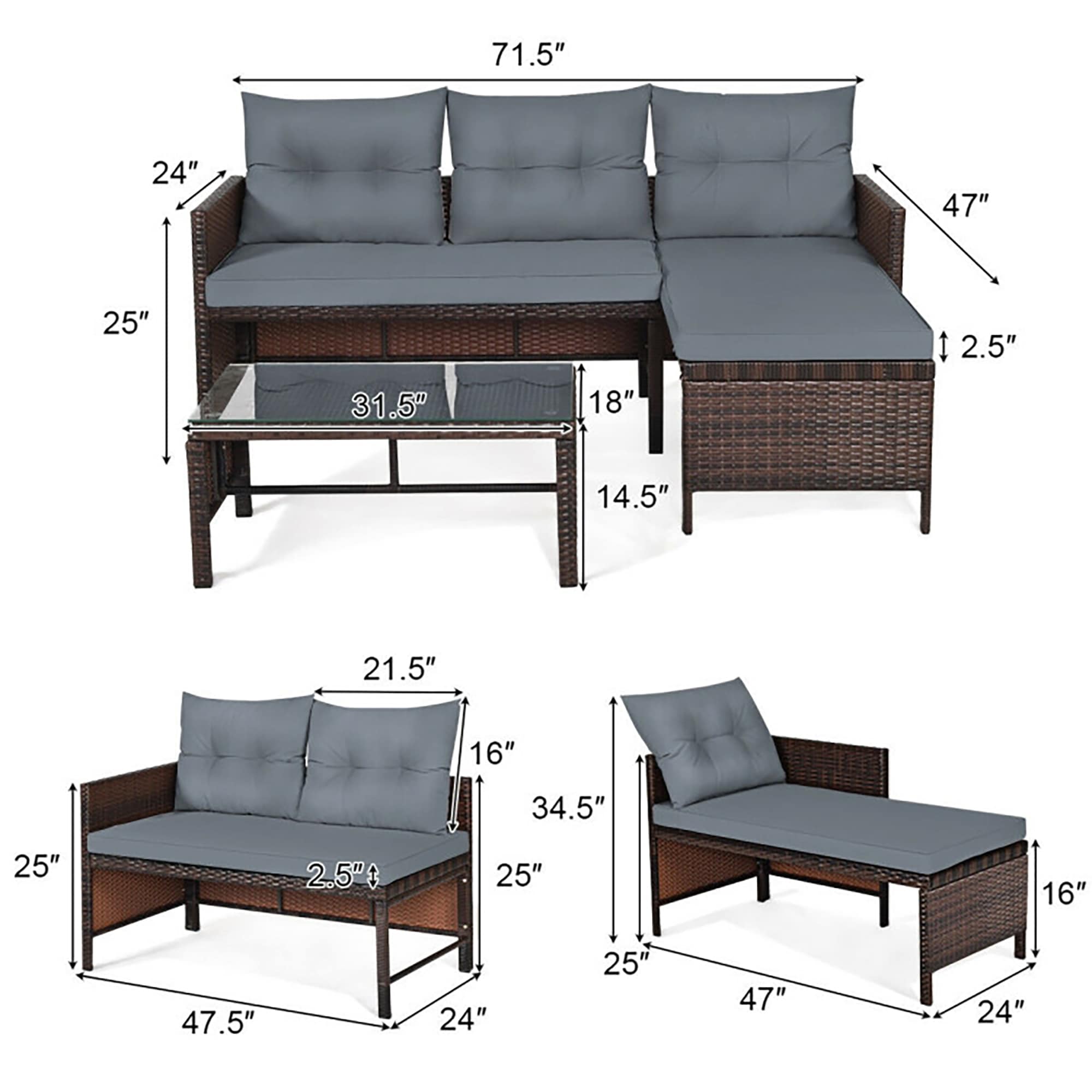 CASAINC WF-HW63870GR-LA Patio-Conversation-Sets - View #10
