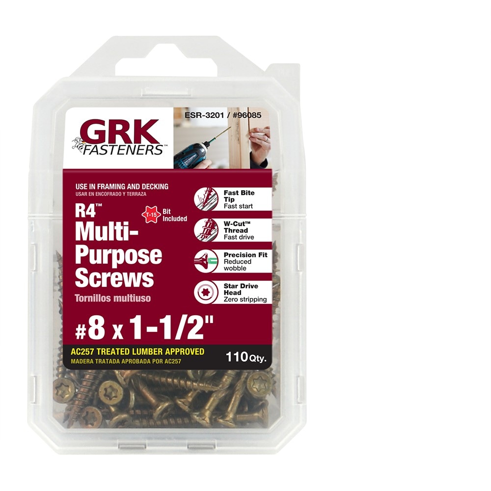 GRK #8 x 1-1/2-in Polymer Interior Wood Screws (110-Per Box) in the Wood  Screws department at