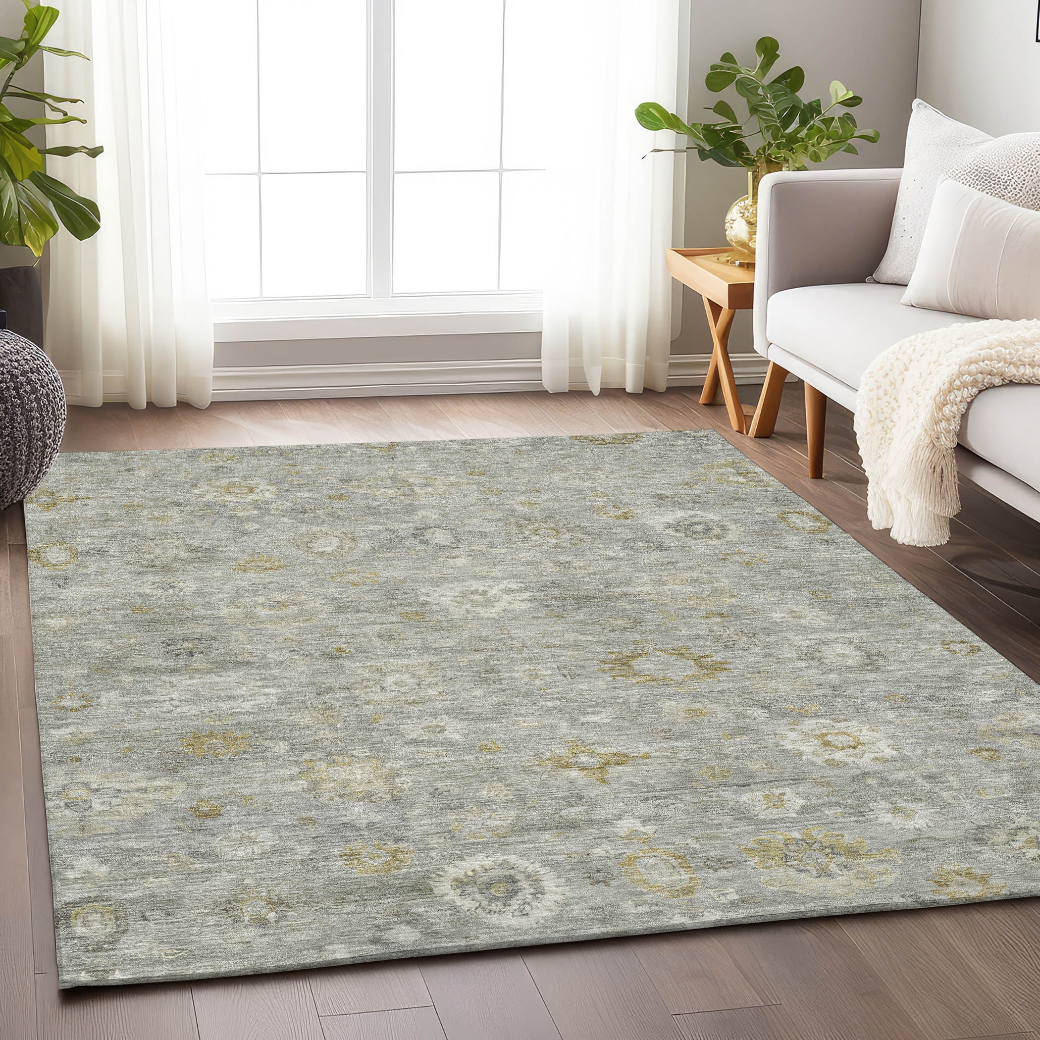 Addison Rugs ACN1770GY8X10 Chantille ACN1770GY 8 x 10 (ft) Loomed Polyester Gray Rectangular Indoor/Outdoor Machine washable Area rug