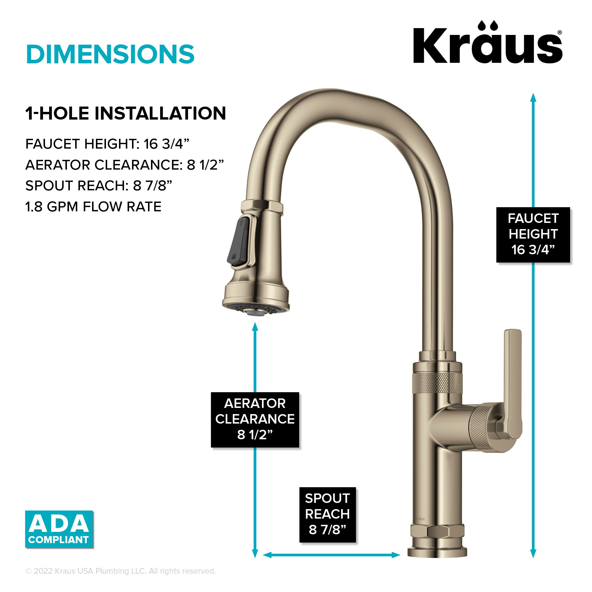 Kraus Allyn Spot Free Antique Champagne Bronze Single Handle High-arc Kitchen  Faucet in the Kitchen Faucets department at