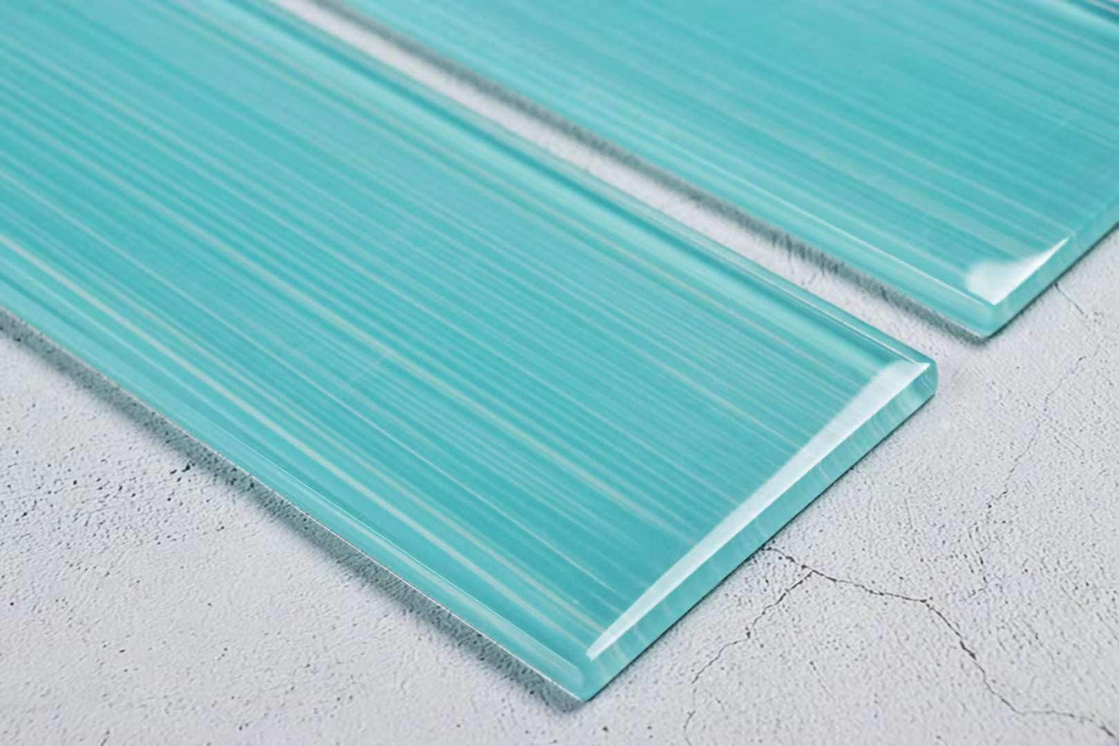 WS Tiles (Sample) Sample Aqua Blue 4-in x 12-in Glossy Glass Wall Tile ...