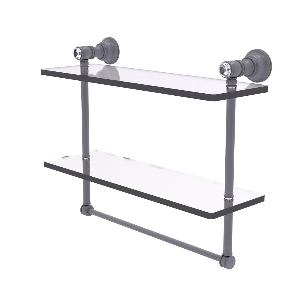 Allied Brass CC-2-TB-16-GYM Carolina Crystal Matte Gray 2 -Tier Wall mount Bathroom Shelf ( 16-in x 9.5-in x 5-in )