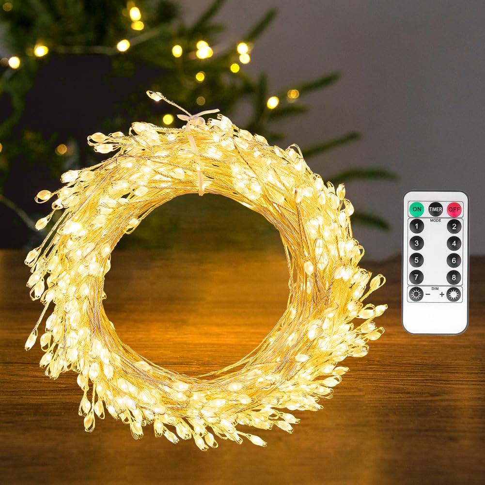LAIFUCAM Fairy Lights Plug in 100 Feet 1000 LED Firecracker String ...