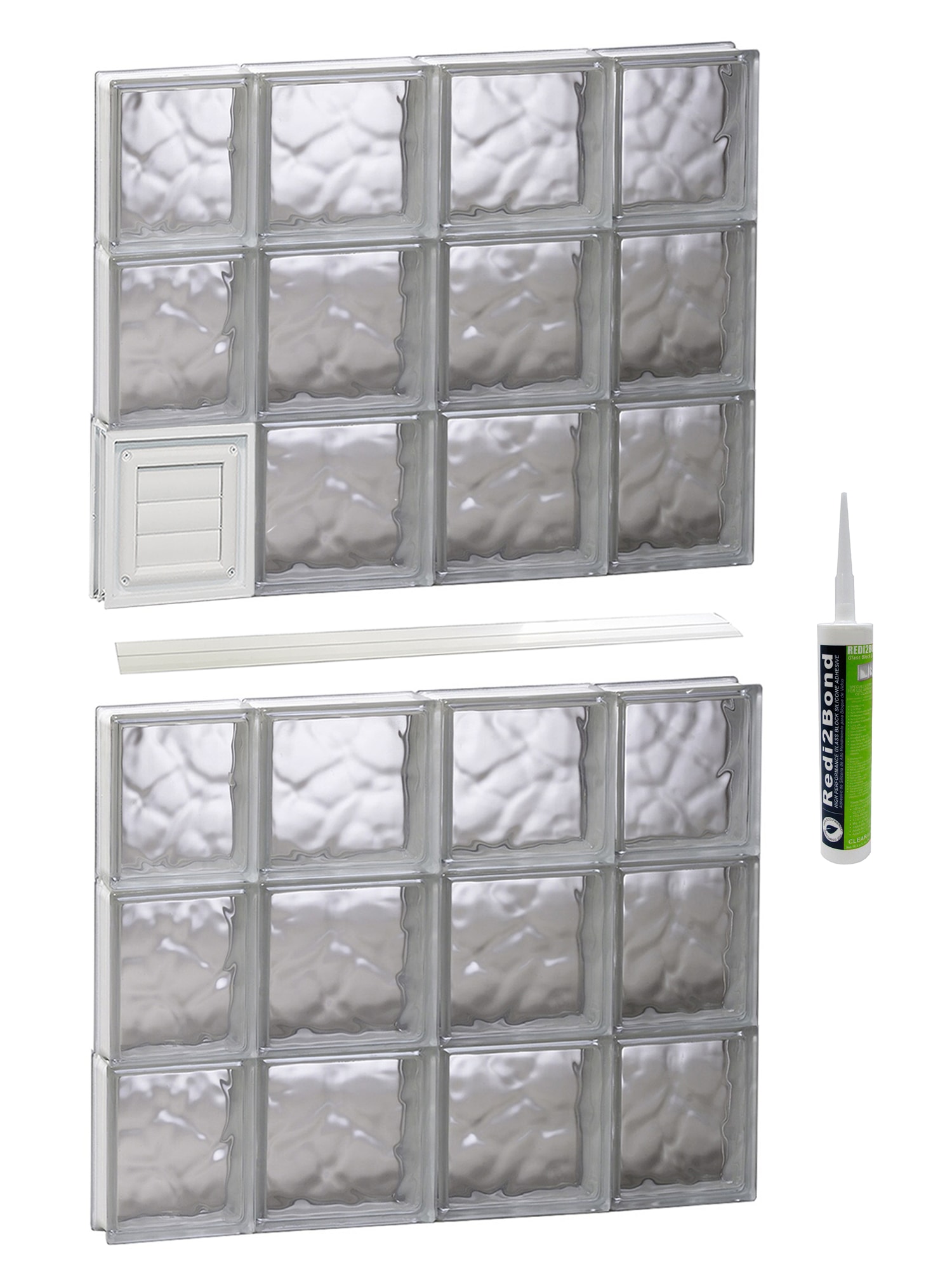 REDI2SET D2848DC Wavy Glass 27-in x 46-1/2-in Frameless Replacement Dryer vent Glass Block Window