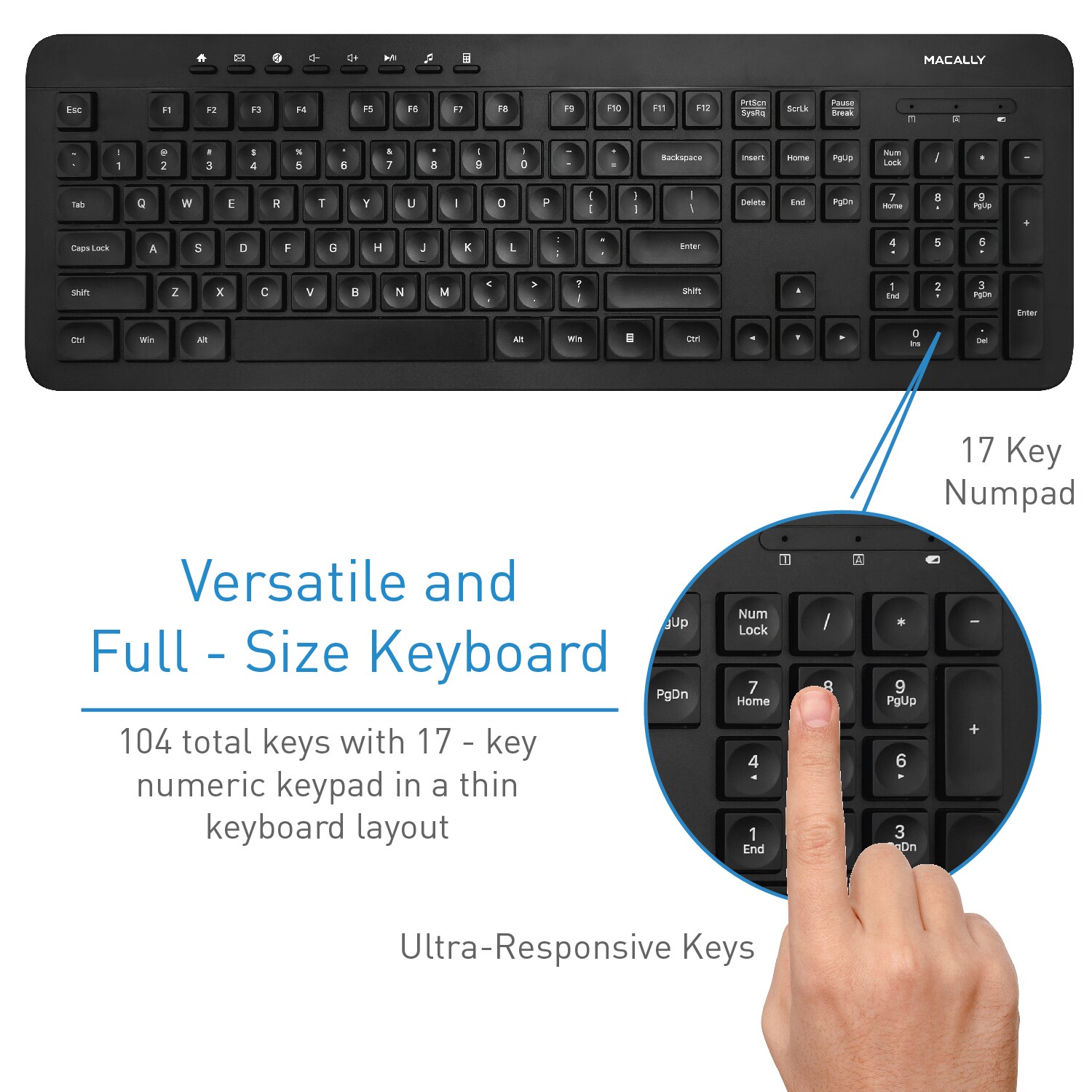 Macally Wireless Keyboard And Mouse Combo Bundle For Pc, Desktop ...