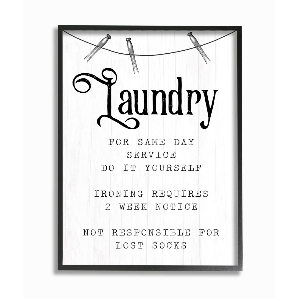 Stupell Industries AB-845-FR-16X20 Family Laundry Room Service Rustic Style Humor Daphne Polselli Black Framed Wood Framed 20-Inches H x 16-Inches W Inspirational Print