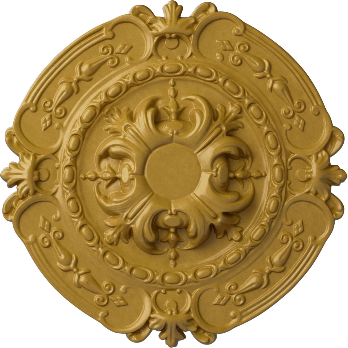 Ekena Millwork CM17SOIGS Southampton 16.375-in W x 16.375-in L Painted Iridescent Gold Polyurethane Whole Ceiling Medallion