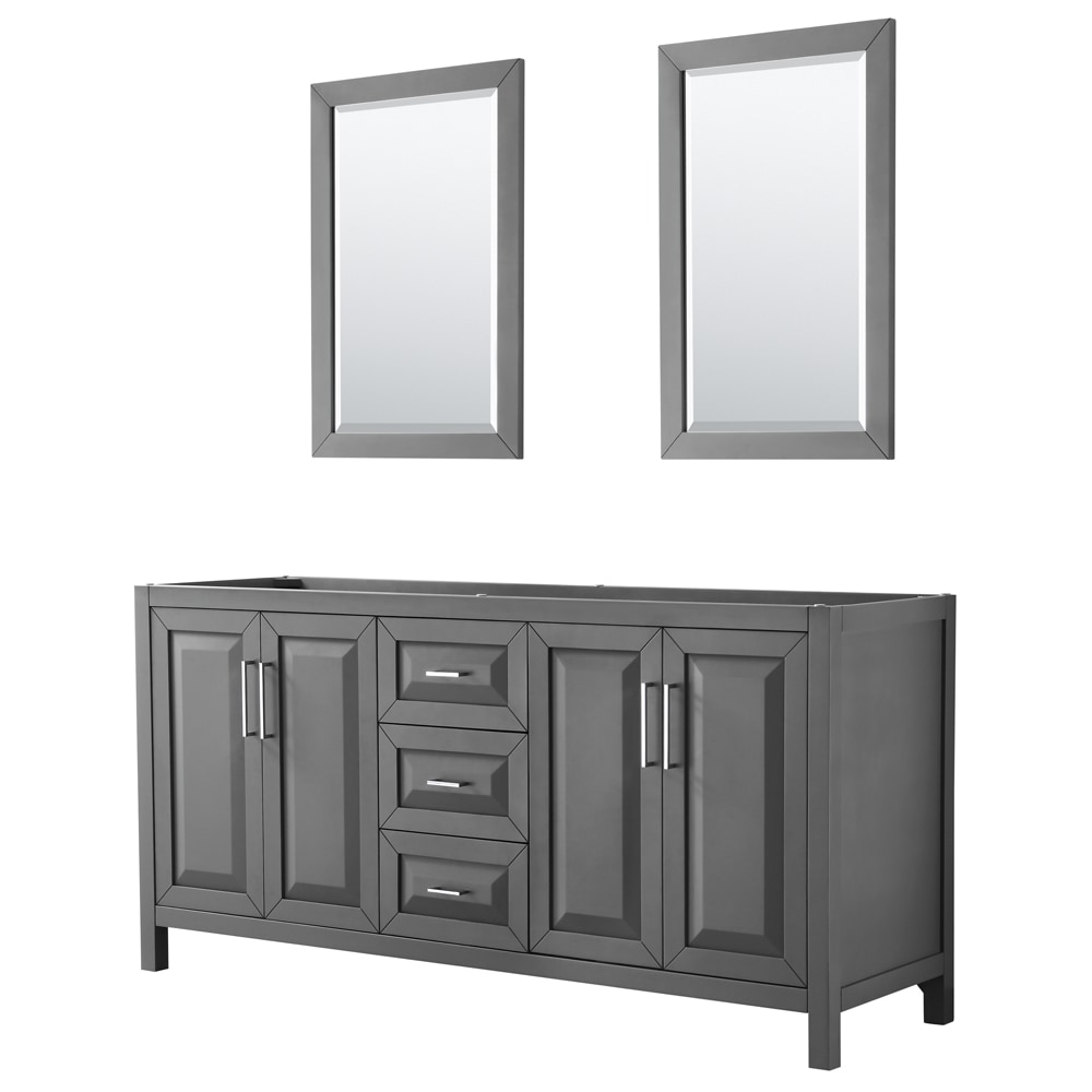 Wyndham Collection WCV252572DKGCXSXXM24 Daria 72-in Dark Gray with Polished Chrome Trim Bathroom Vanity Base Cabinet without Top (Mirror Included)