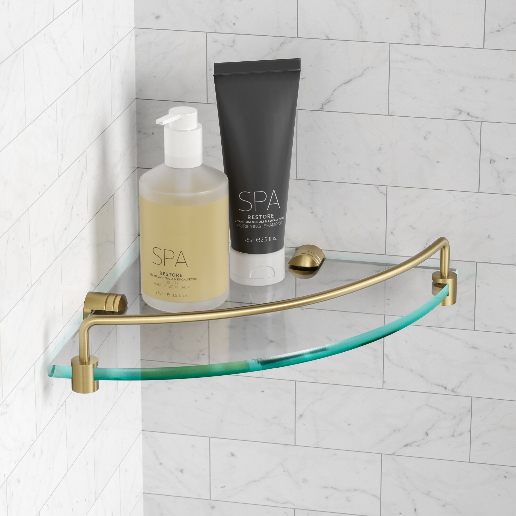 Fresca Ottimo Brushed Nickel 1-Tier Glass Wall Mount Corner Bathroom Shelf  (11.75-in x 1.88-in x 8.25-in) in the Bathroom Shelves department at