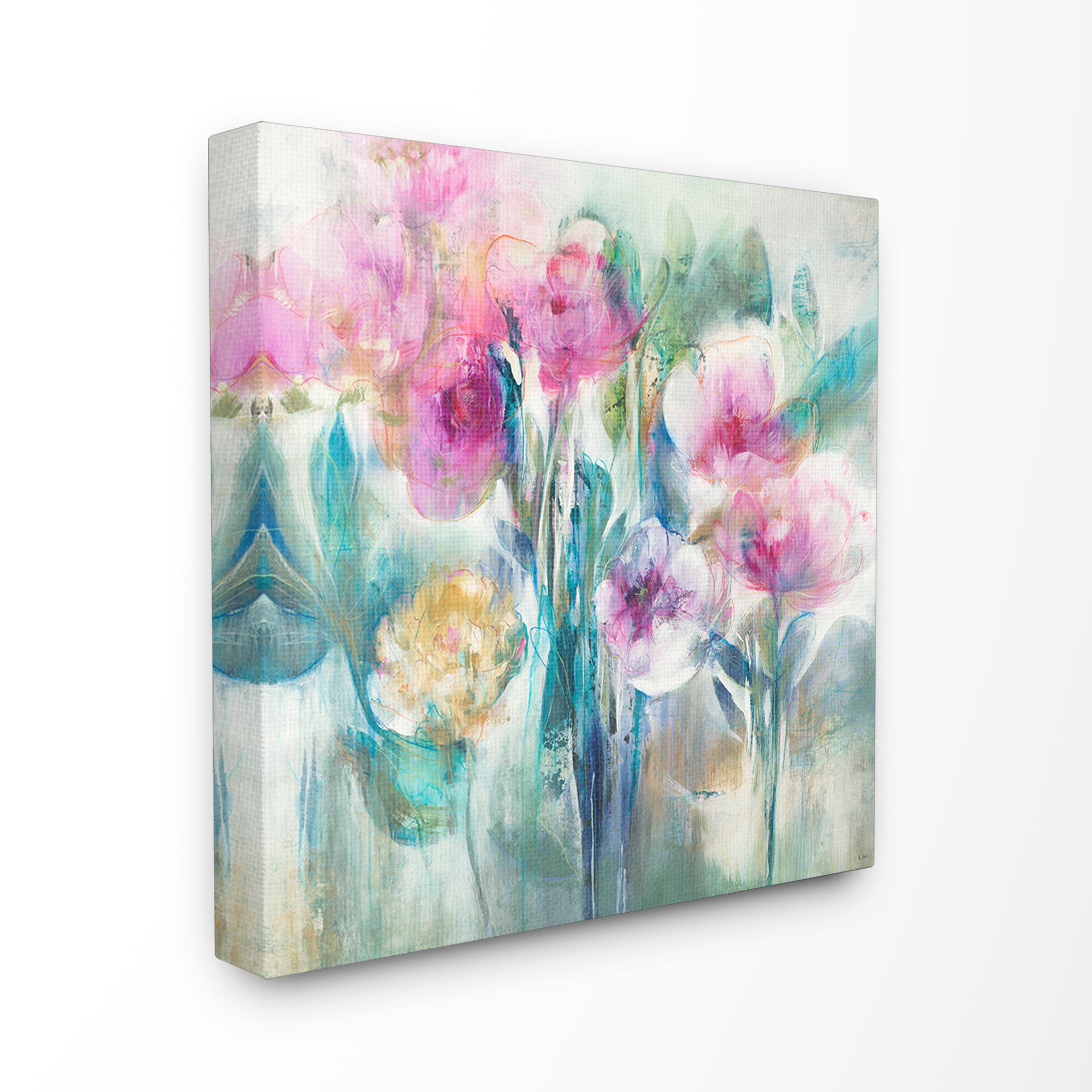 Stupell Industries ASA-119-CN-30X30 Pink Purple and Sage Soft Painterly Florals K. Nari 30-in H x 30-in W Abstract Print on Canvas