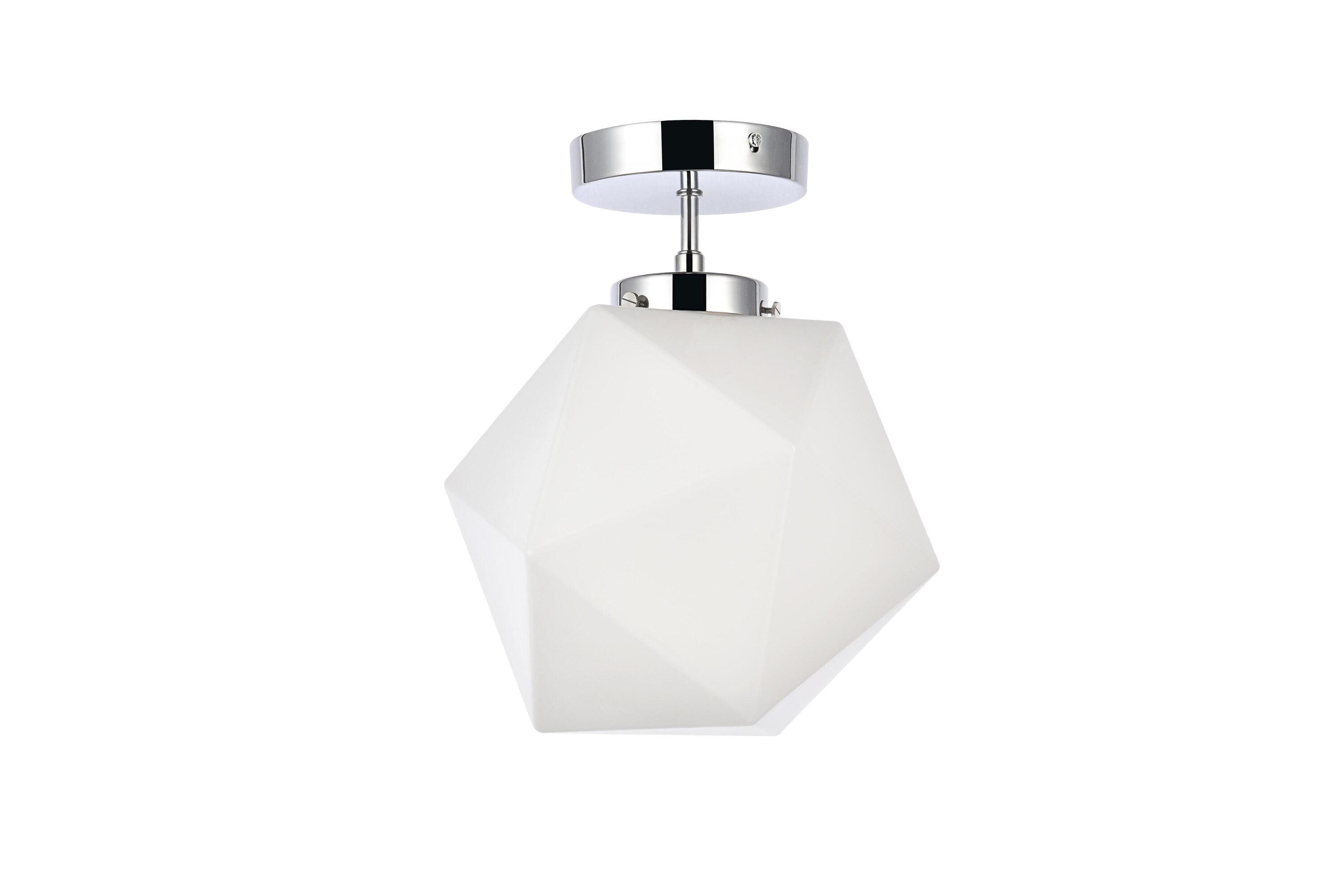 Lawrence Chrome and White Glass 1-Light Flush Mount