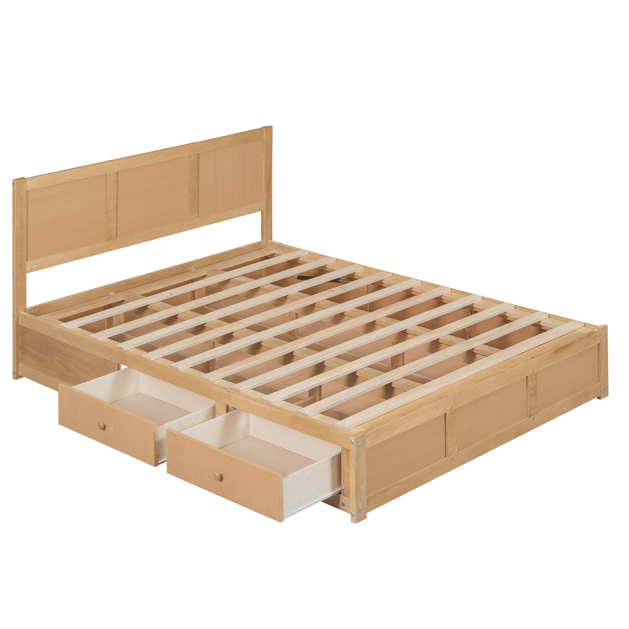 Yiekholo Natural Queen Wood Platform Bed With Storage In The Beds ...