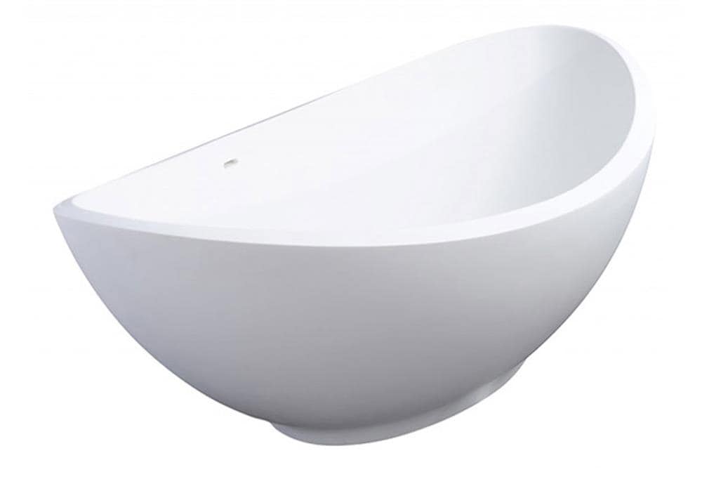 Clarke Products CA7039LAFS-01 39-in x 70-in White Solid surface Oval Freestanding Soaking bathtub with Drain ( Center Drain )