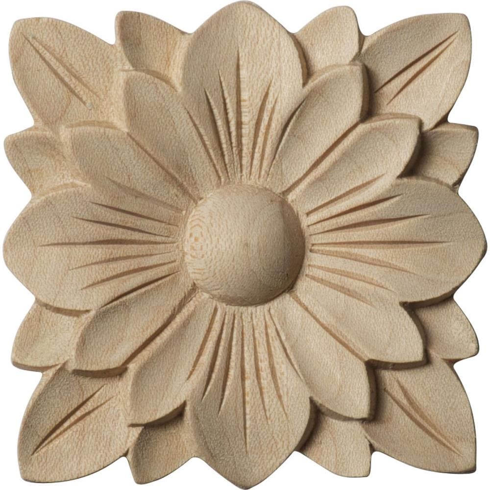 Ekena Millwork ROS02X02SPMA Springtime Rosette, 2 3/4-Inch x 2 3/4-Inch x 1/4-Inch, Maple