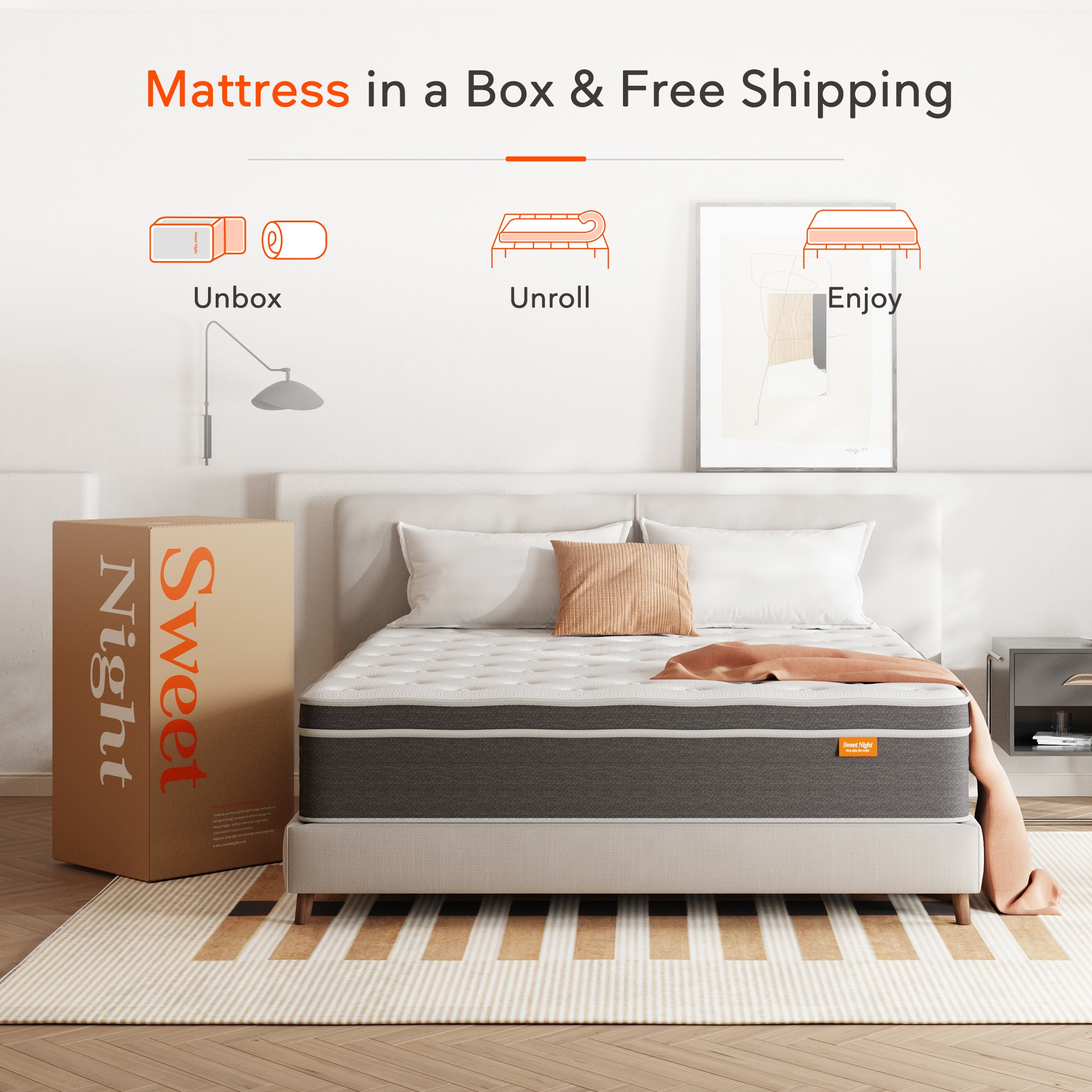 Sweetnight Waterproof Mattress Protector with 4 Bed Sheet Holder Straps  Noiseless Sleep Mattress Cover, King 