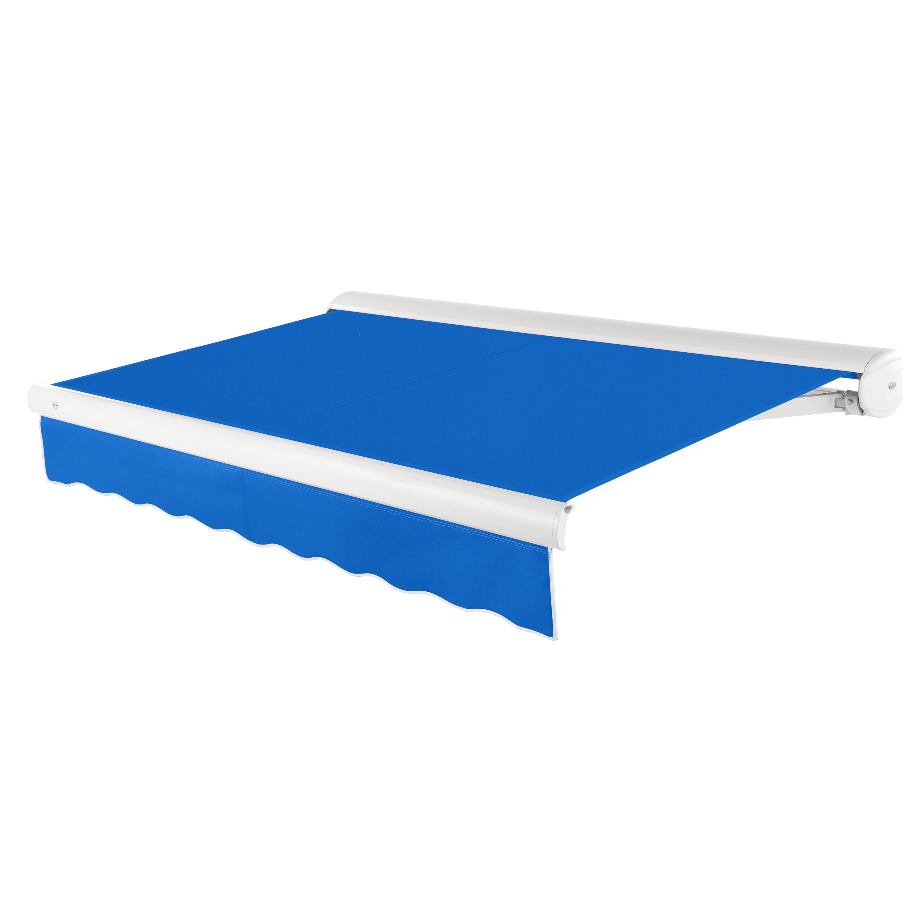 Awntech KWL10-L-BB Key West Left Motor 120-in Wide x 96-in Projection x 10-in Height Fabric Bright Blue Solid Motorized Retractable Patio Awning