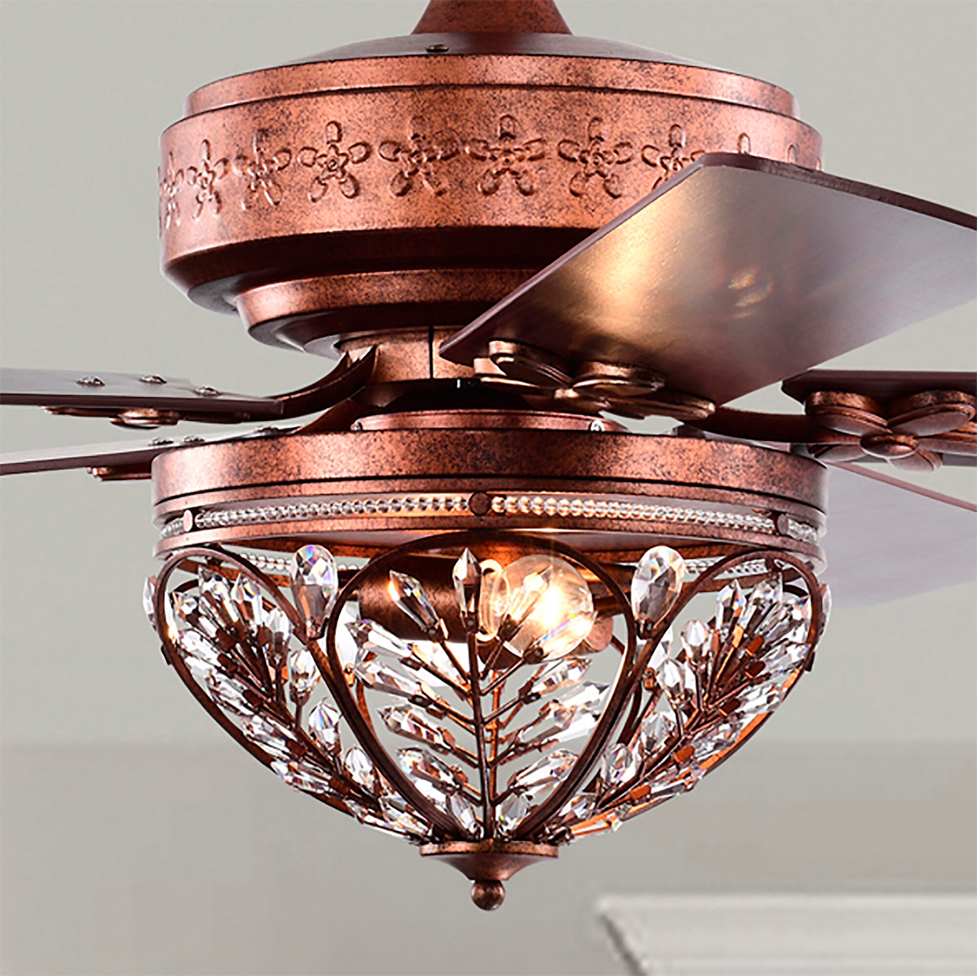 Home Accessories Inc 52-in Antique Copper Indoor Ceiling Fan with 