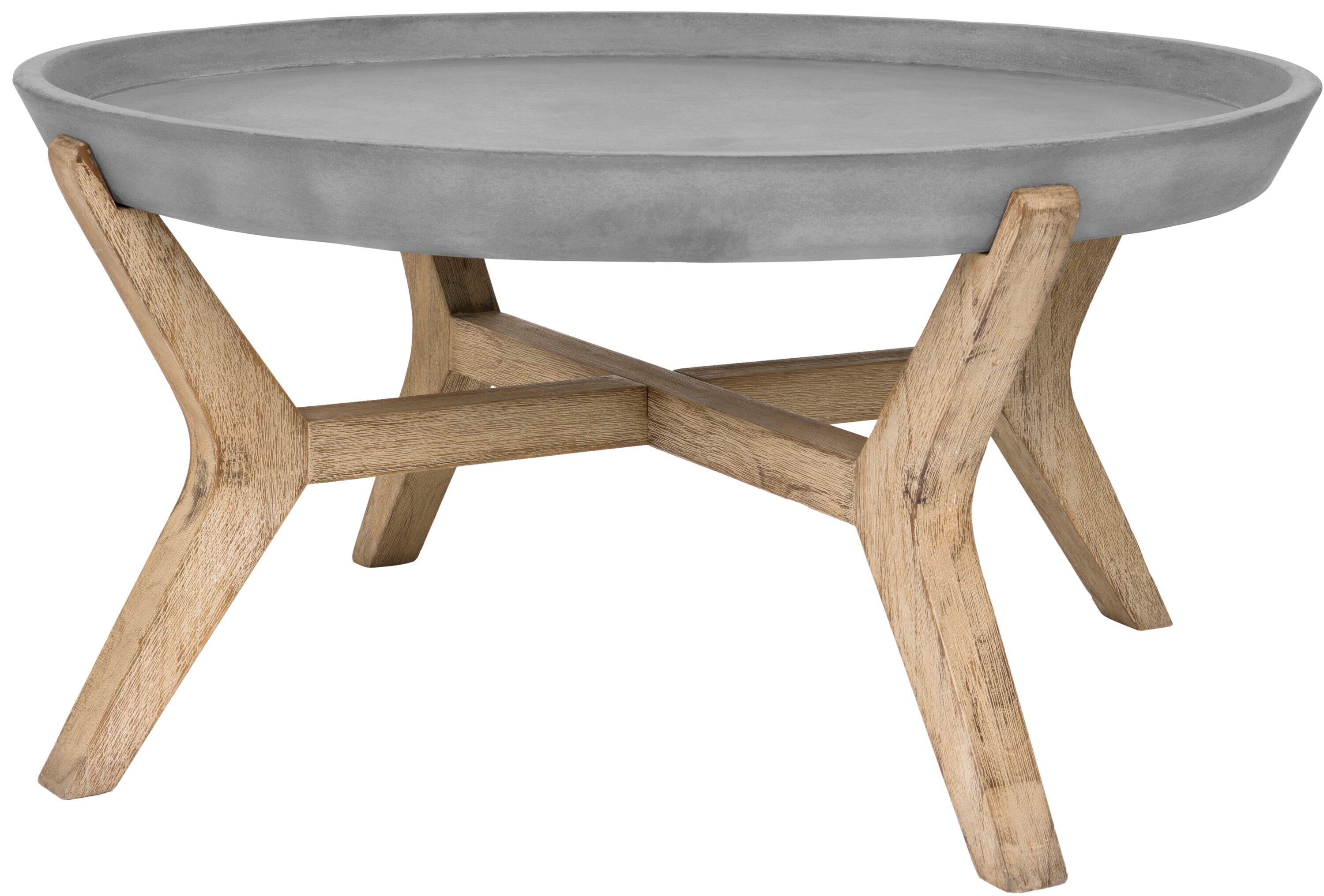 Transitional Round 33'' Dark Grey and Brown Concrete Coffee Table