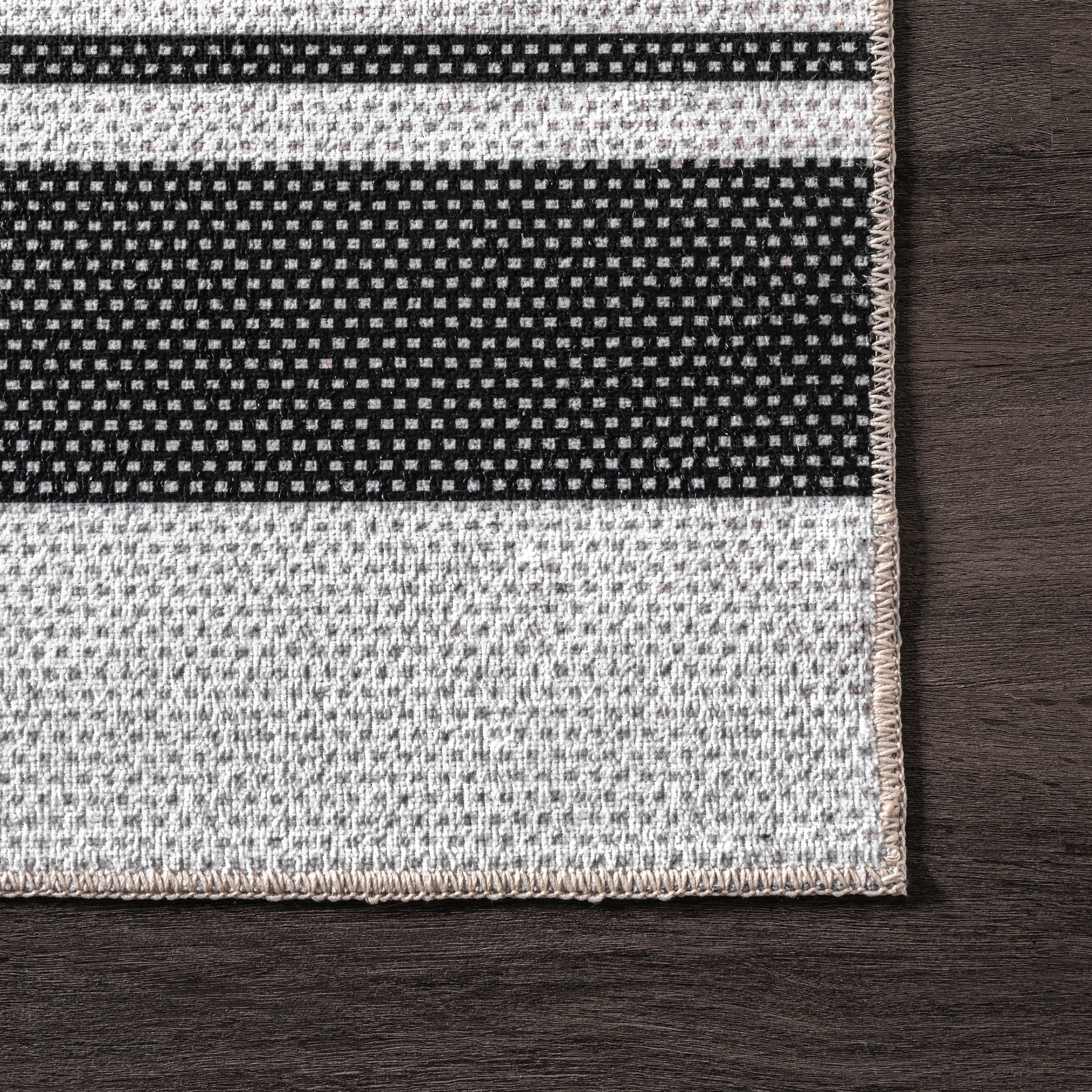 Sleek Striped Synthetic 3' x 5' Gray Rectangular Rug