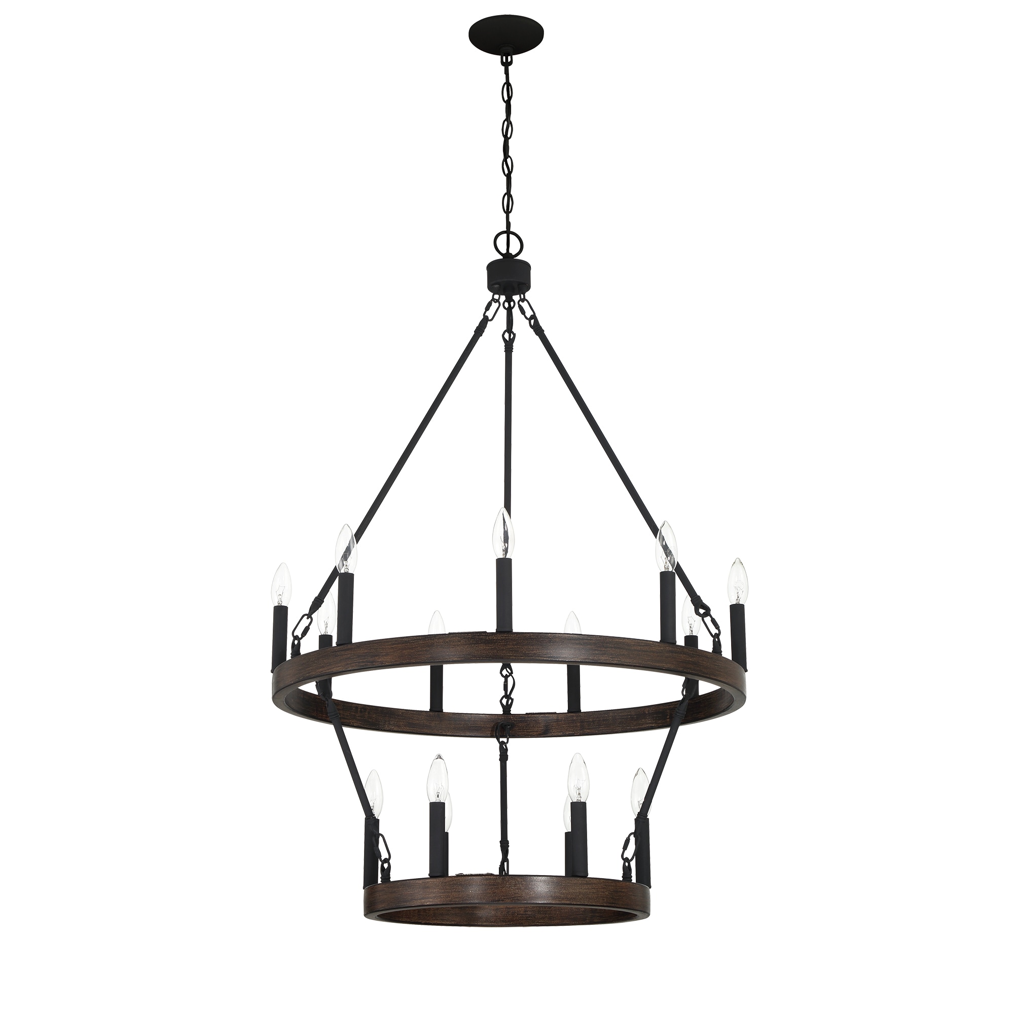 ACROMA 7615DWAZ Lompoc 15 -Light Matte Brown Modern/contemporary Bare bulb For Use in Bedrooms, Dining Rooms, Foyers, Kitchens, Living Rooms Chandelier