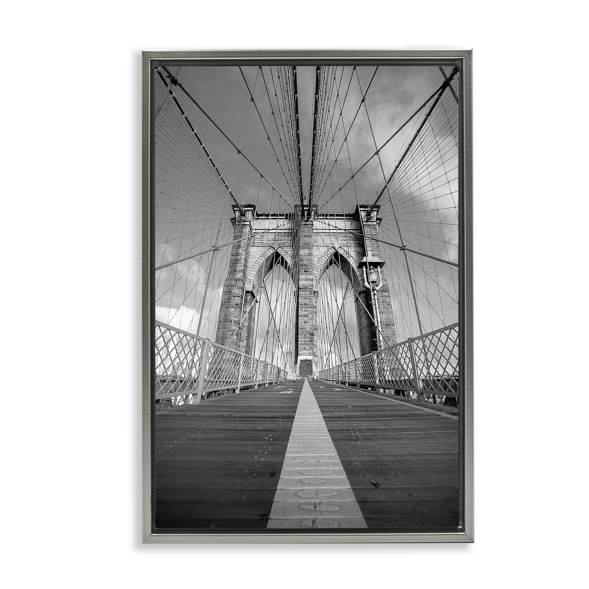 Stupell Industries BX-353-FFL-20X30 Intertwining Industrial Bridge Gray Floating Frame Canvas Art 21 x 31
