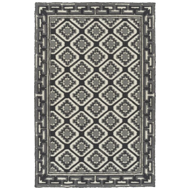 Kaleen Ayrlies Garden 8 x 10 Graphite Indoor/Outdoor Geometric Global Handcrafted Area Rug Kaleen Ayrlies Garden 8 x 10 Graphite Indoor/Outdoor Geometric Global Handcrafted Area Rug
